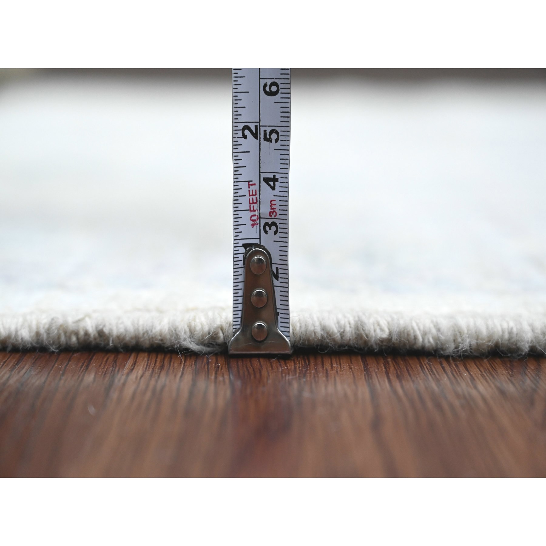 4'x12'2" Pearl White, Afghan Angora Oushak with All Over Vines Design, Hand Knotted, Vegetable Dyes, 100% Wool, Wide Runner, Oriental Rug Sh20764