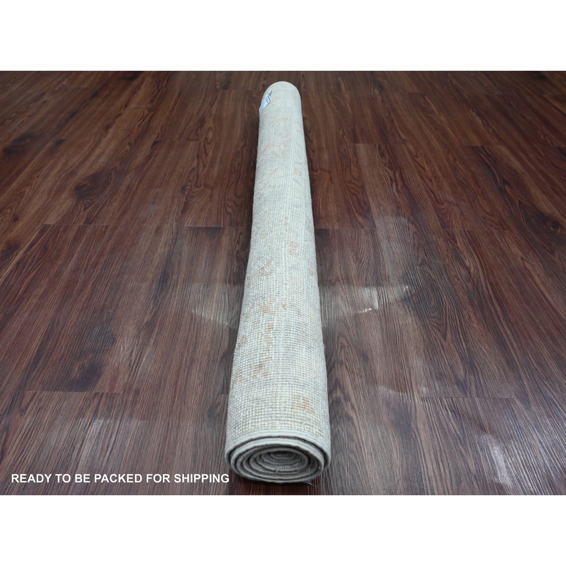 4'x6' Cloud Gray, Afghan Angora Oushak with Faded Leaf Design, Hand Knotted, Vegetable Dyes, 100% Wool, Oriental Rug Sh20766