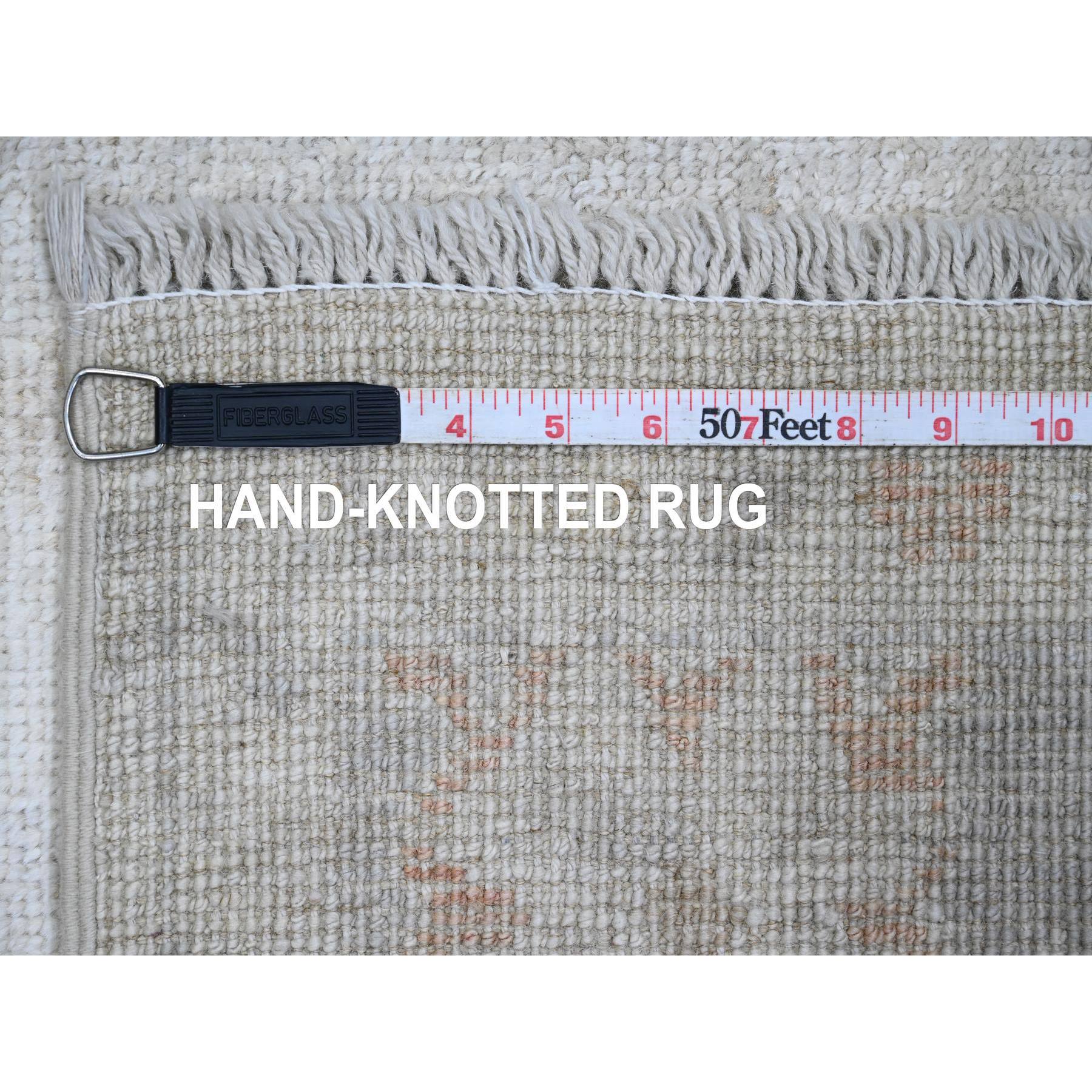 4'x6' Cloud Gray, Afghan Angora Oushak with Faded Leaf Design, Hand Knotted, Vegetable Dyes, 100% Wool, Oriental Rug Sh20766