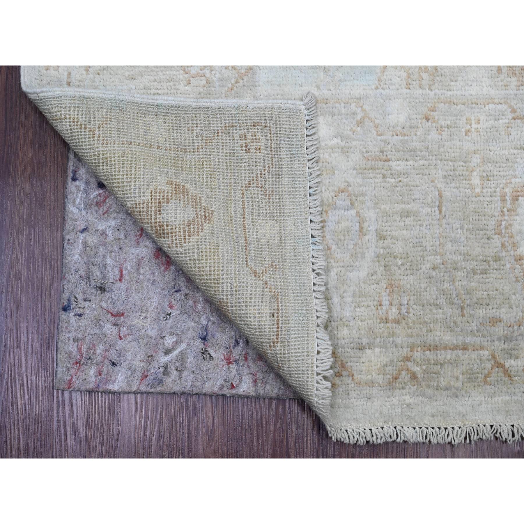 5'8"x9'2" Frost White, Afghan Angora Oushak with All Over Vines Design, Hand Knotted, Vegetable Dyes, 100% Wool, Oriental Rug Sh20776