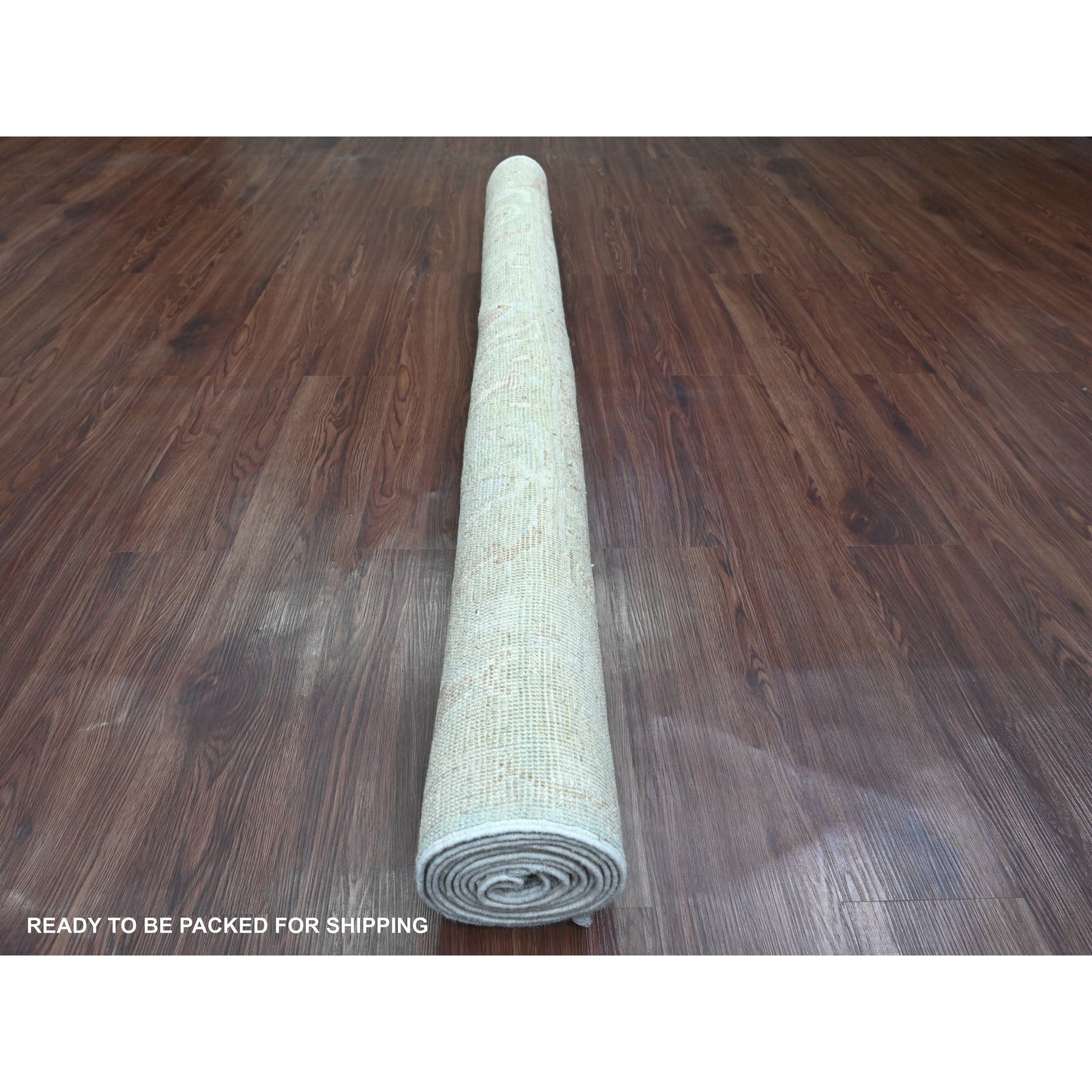 5'8"x9'2" Frost White, Afghan Angora Oushak with All Over Vines Design, Hand Knotted, Vegetable Dyes, 100% Wool, Oriental Rug Sh20776