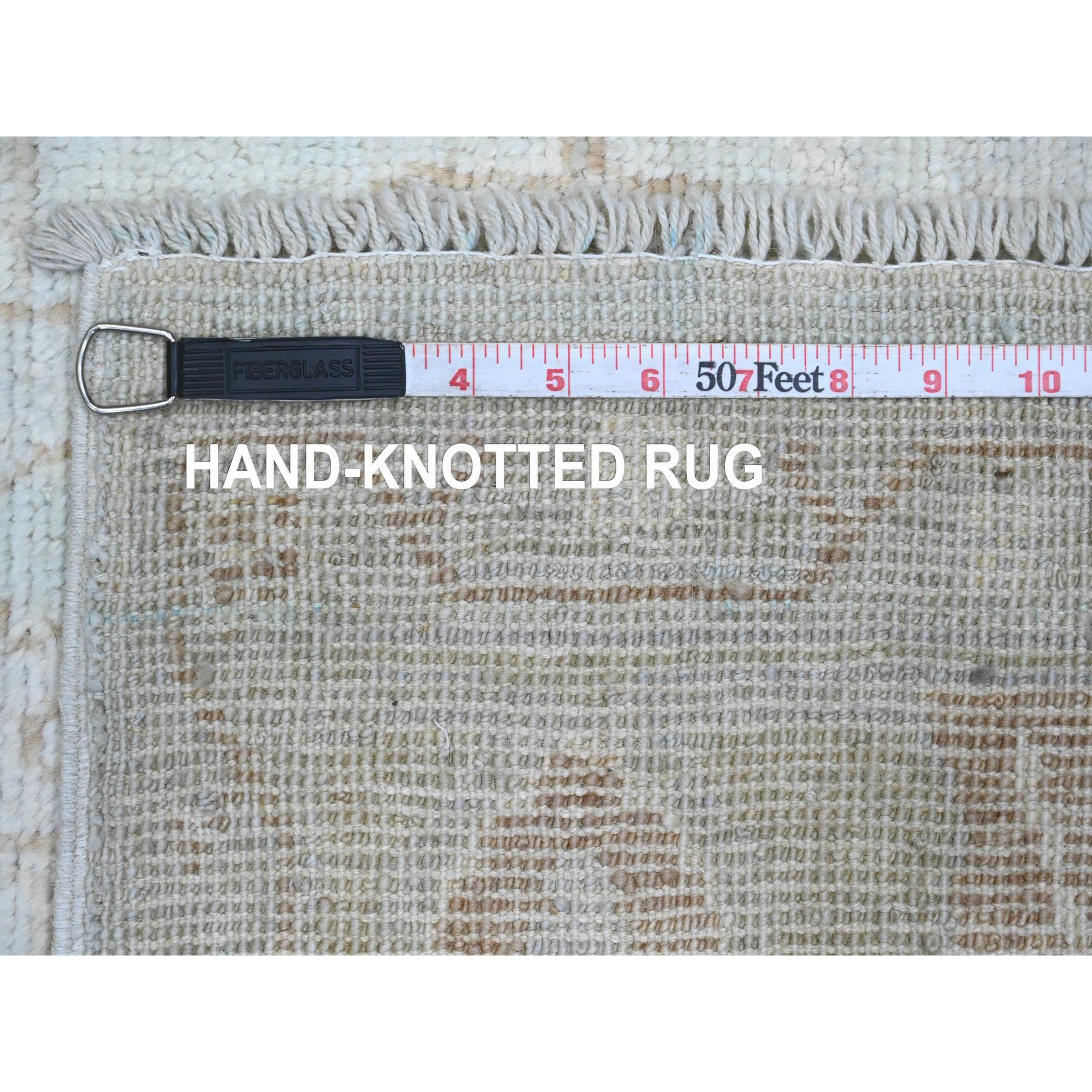 5'8"x9'2" Frost White, Afghan Angora Oushak with All Over Vines Design, Hand Knotted, Vegetable Dyes, 100% Wool, Oriental Rug Sh20776