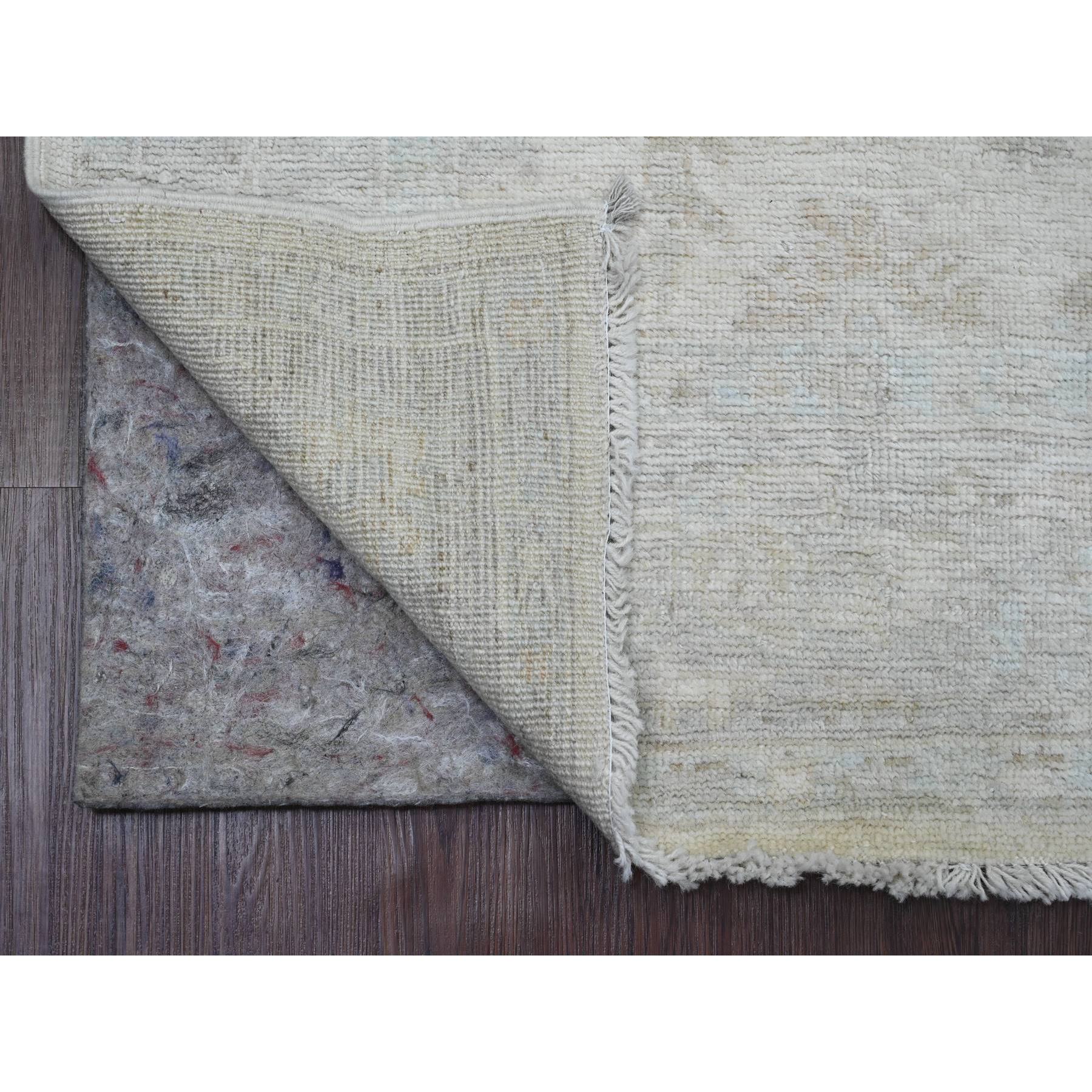 4'8"x7'2" Chiffon White, Pure Wool, Afghan Angora Oushak with All Over Pattern, Hand Knotted, Veggie Dyes, Oriental Rug Sh20777