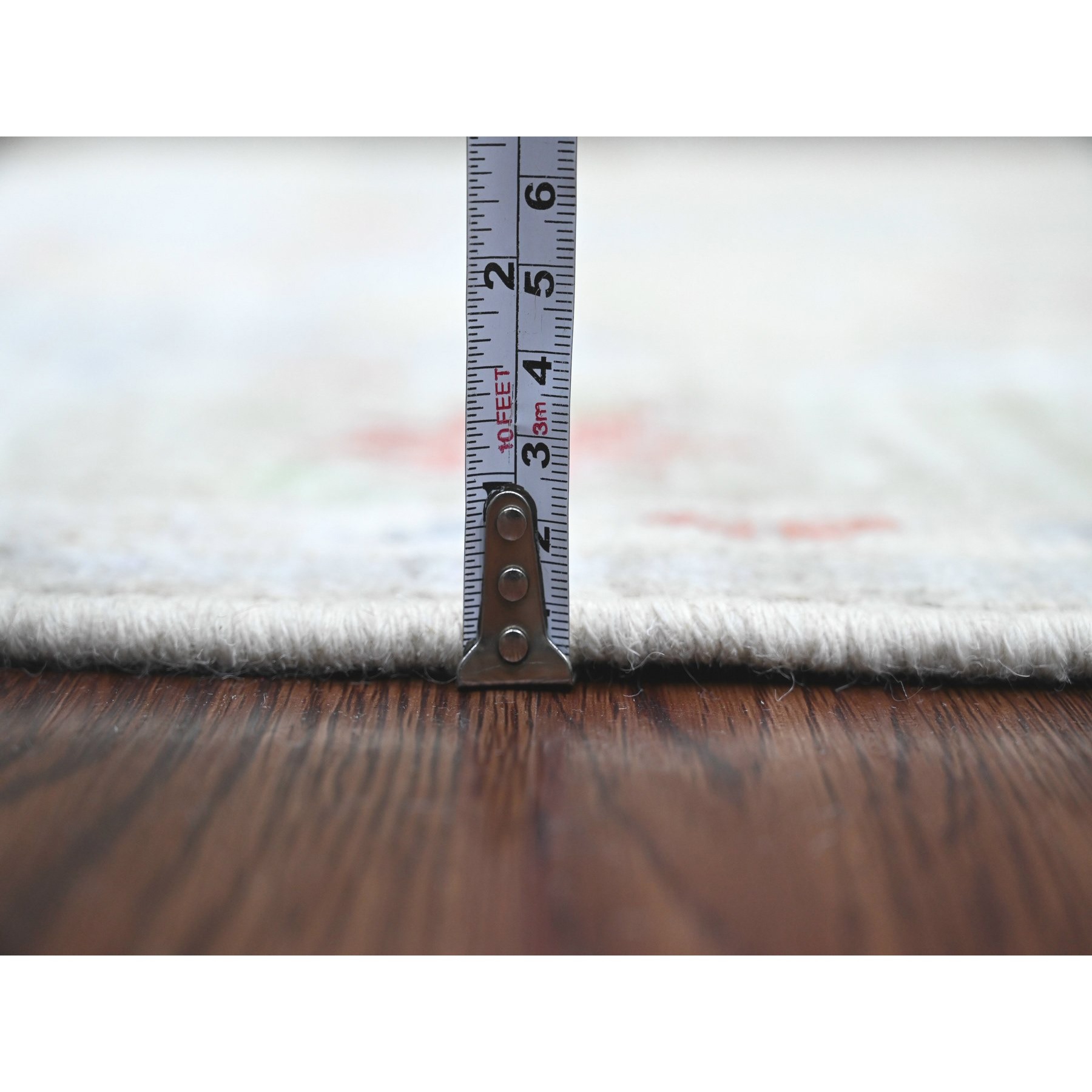4'9"x7'1" Spanish Gray, Hand Knotted, Afghan Angora Oushak with Colorful Leaf Design, Natural Dyes, 100% Wool, Oriental Rug Sh20778