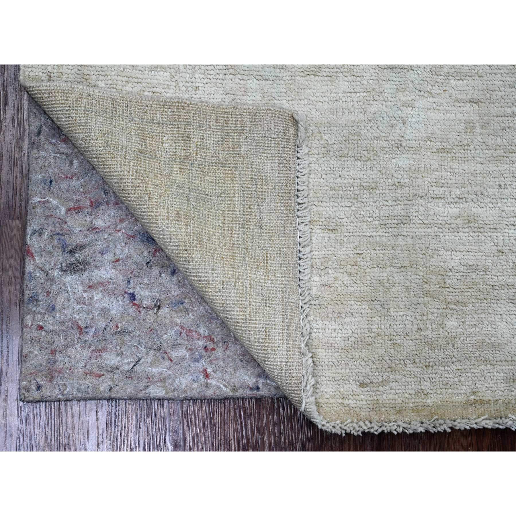 5'x7' Lace White, Hand Knotted, Afghan Angora Oushak with All Over Pattern, Vegetable Dyes, Pure Wool, Oriental Rug Sh20779