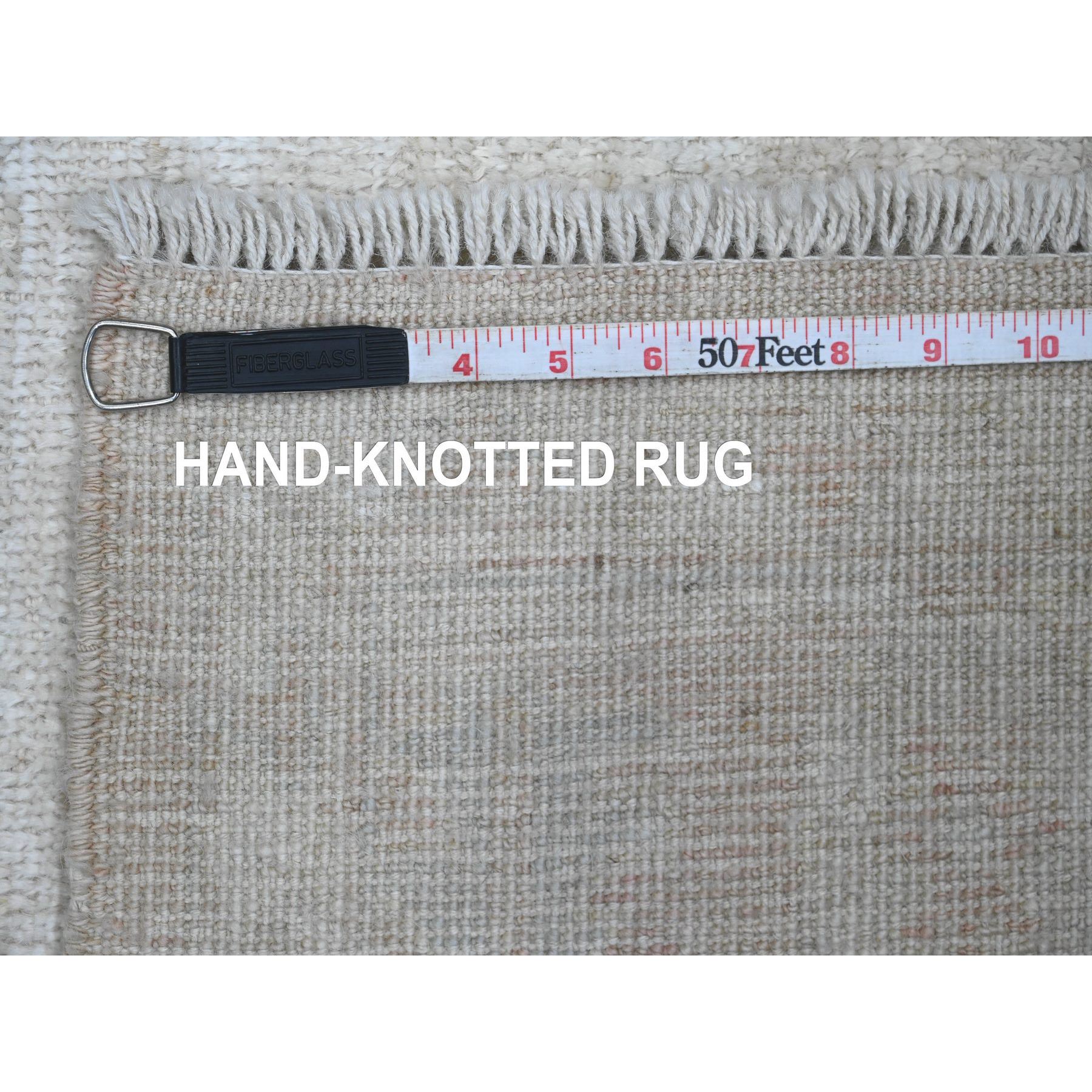5'x7' Lace White, Hand Knotted, Afghan Angora Oushak with All Over Pattern, Vegetable Dyes, Pure Wool, Oriental Rug Sh20779