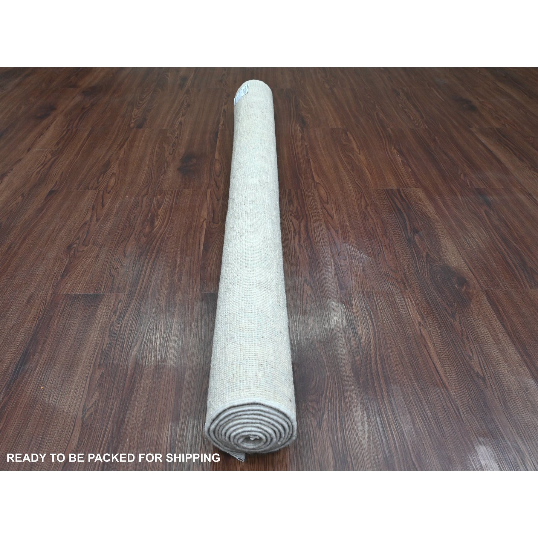 4'9"x7' Pearl White, Pure Wool, Afghan Angora Oushak with All Over Leaf Design, Hand Knotted, Vegetable Dyes, Oriental Rug Sh20780