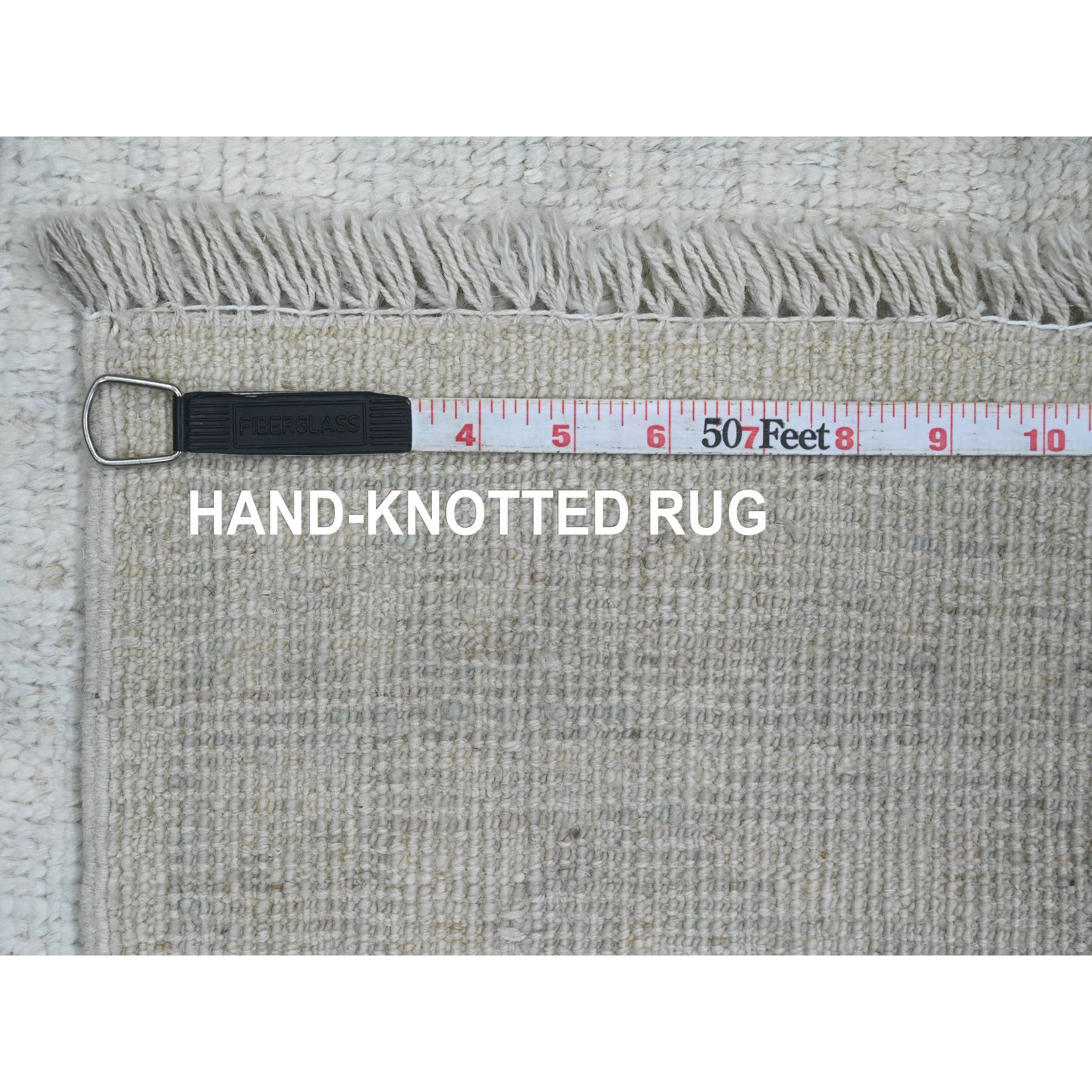 4'9"x7' Pearl White, Pure Wool, Afghan Angora Oushak with All Over Leaf Design, Hand Knotted, Vegetable Dyes, Oriental Rug Sh20780