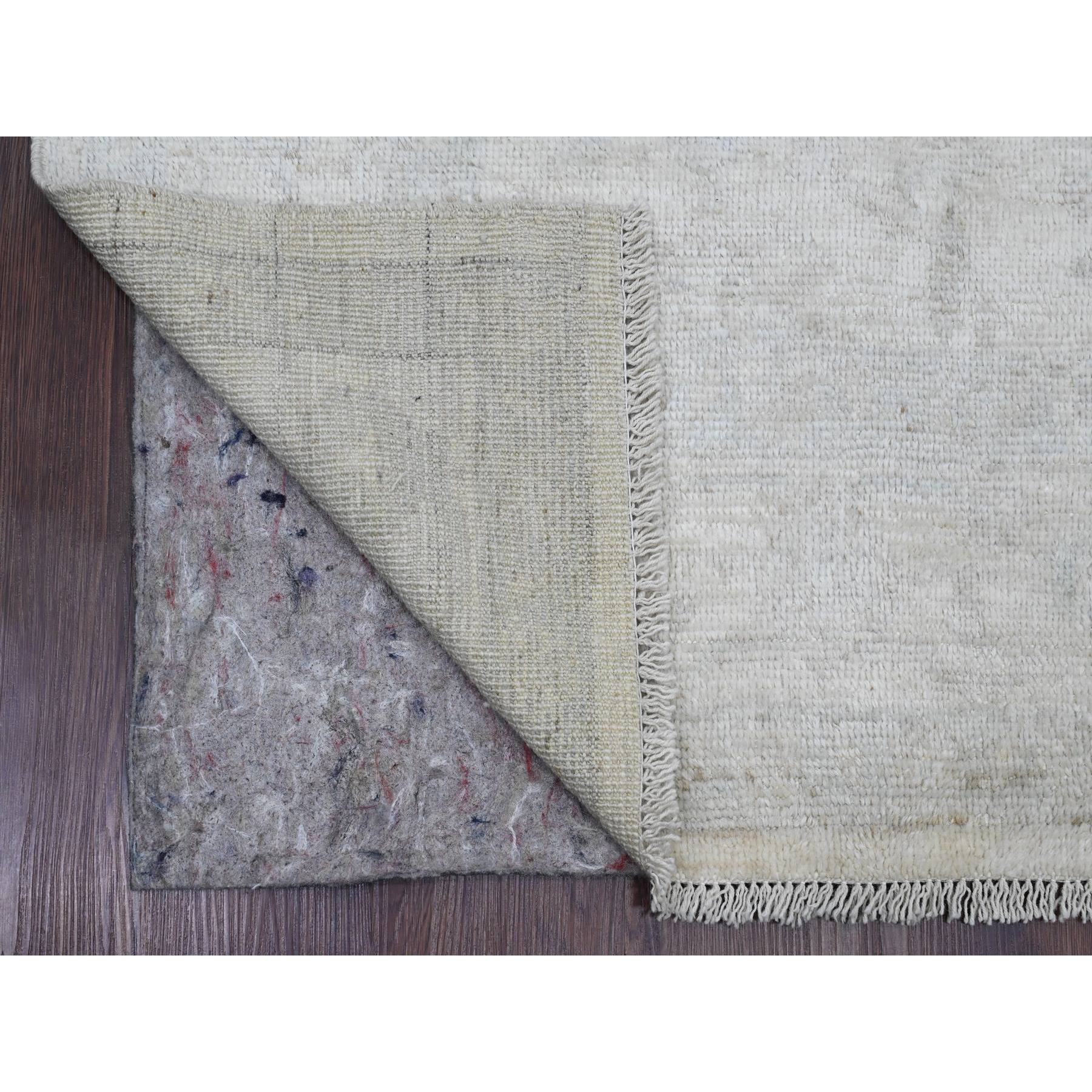 4'10"x7' Chiffon White, Afghan Angora Oushak with All Over Pattern, Hand Knotted, Natural Dyes, 100% Wool, Oriental Rug Sh20782