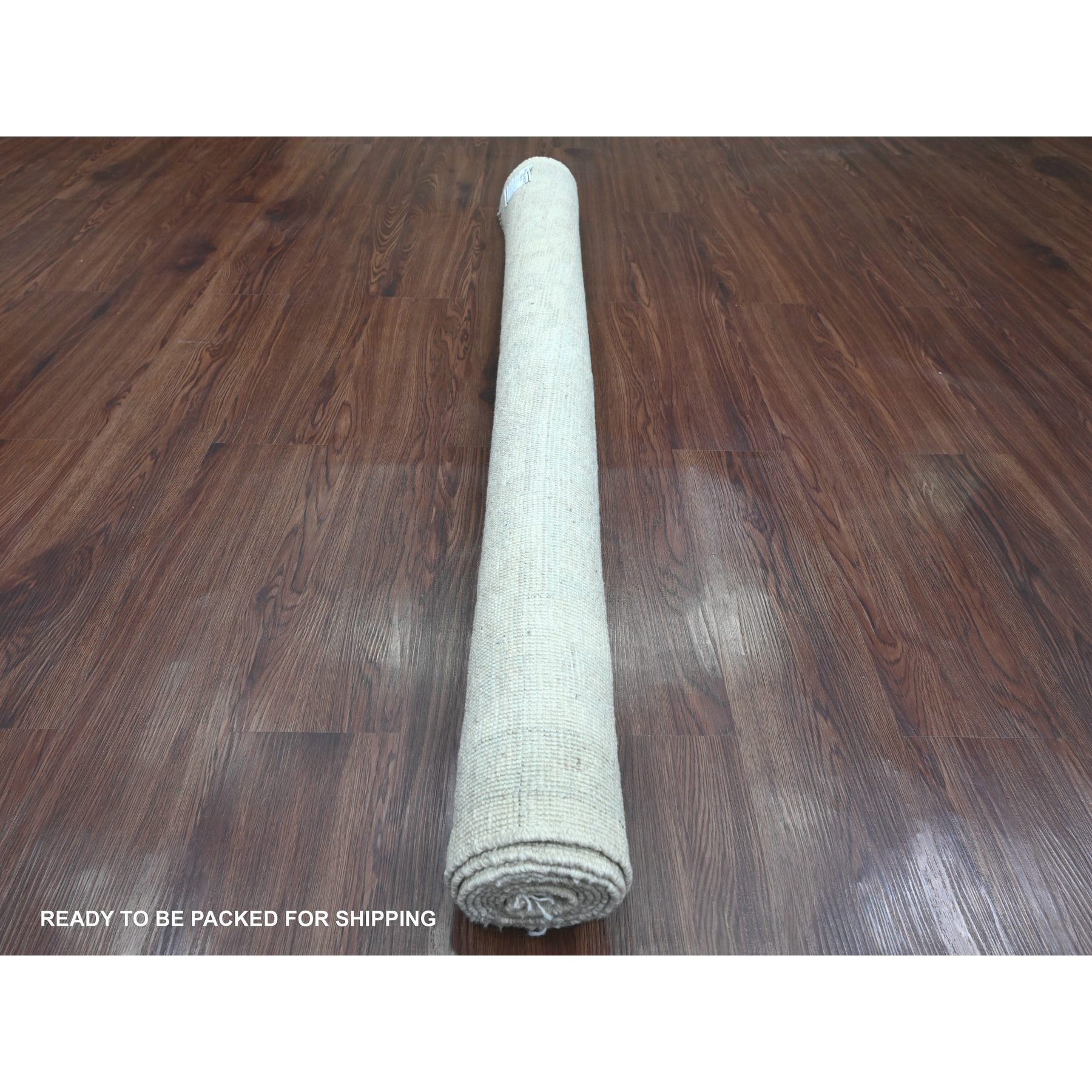 4'10"x7' Chiffon White, Afghan Angora Oushak with All Over Pattern, Hand Knotted, Natural Dyes, 100% Wool, Oriental Rug Sh20782