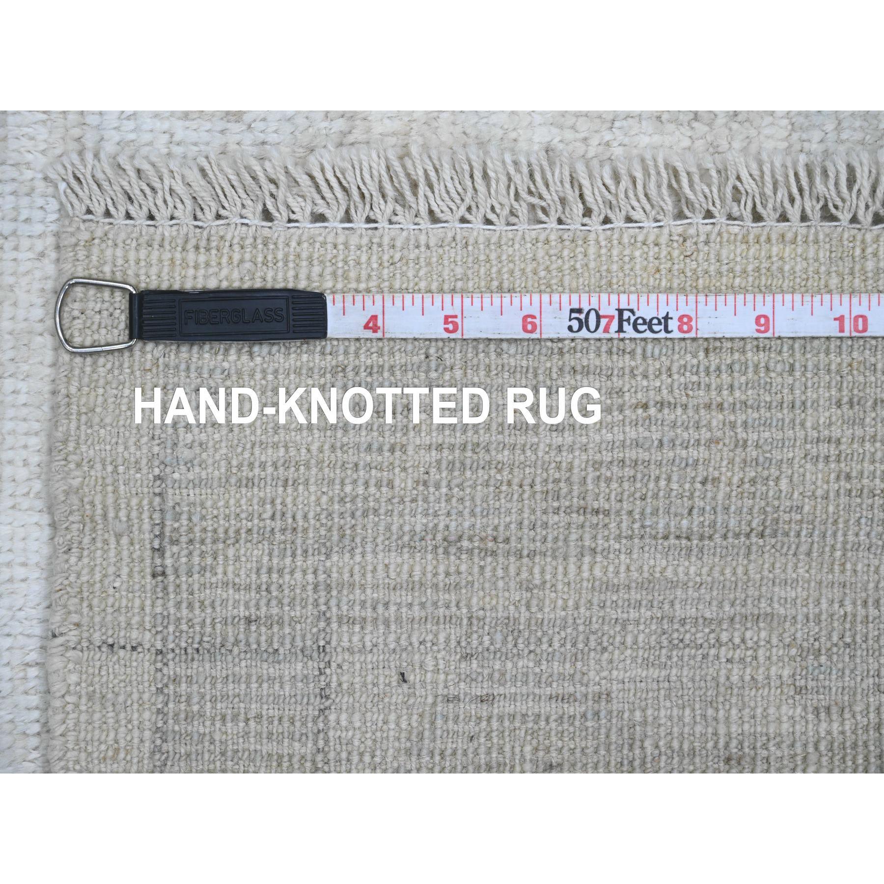 4'10"x7' Chiffon White, Afghan Angora Oushak with All Over Pattern, Hand Knotted, Natural Dyes, 100% Wool, Oriental Rug Sh20782