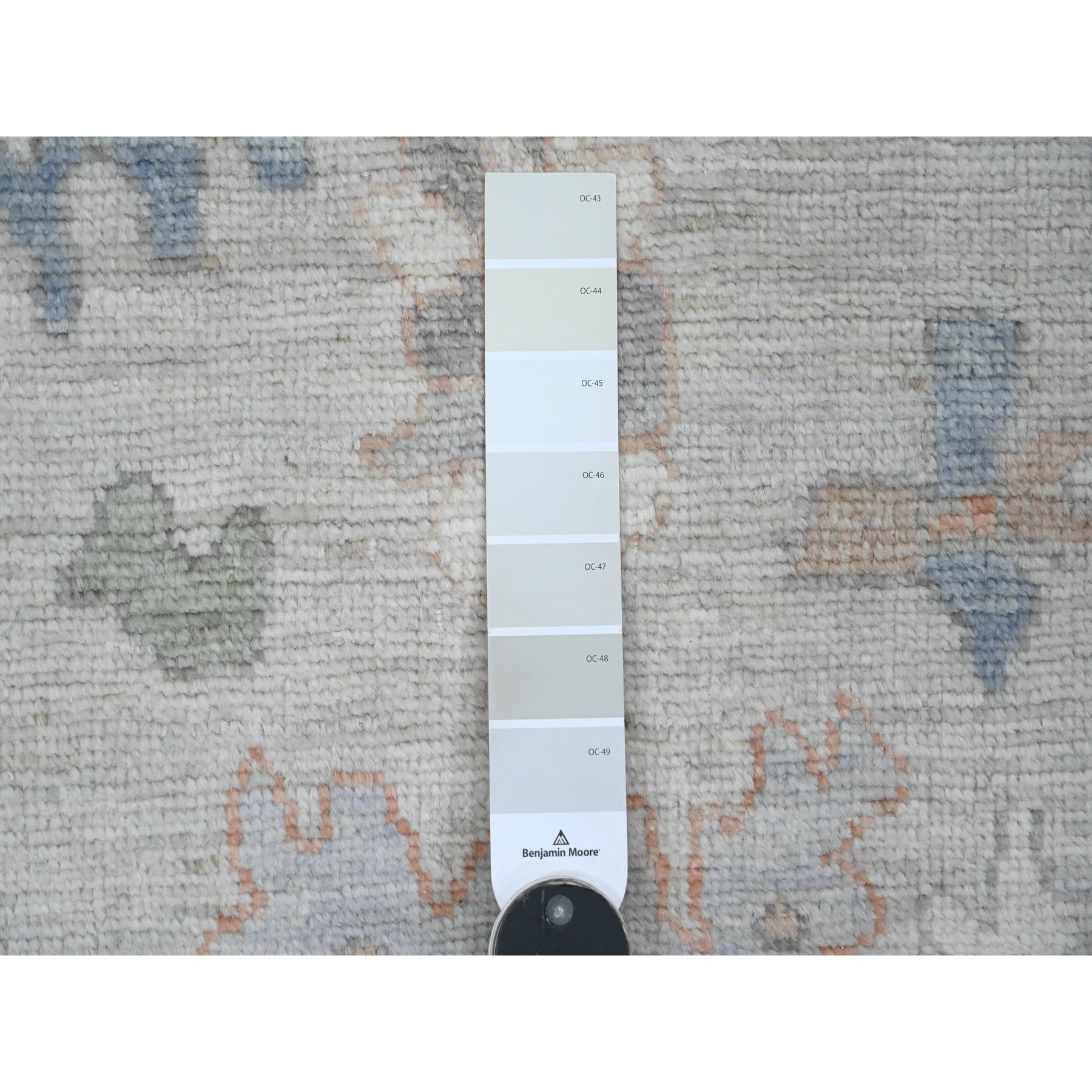 2'10"x5'10" Medium Gray, Hand Knotted, Afghan Angora Oushak with Large Leaf Design, Vegetable Dyes, Pure Wool, Short Runner, Oriental Rug Sh20794