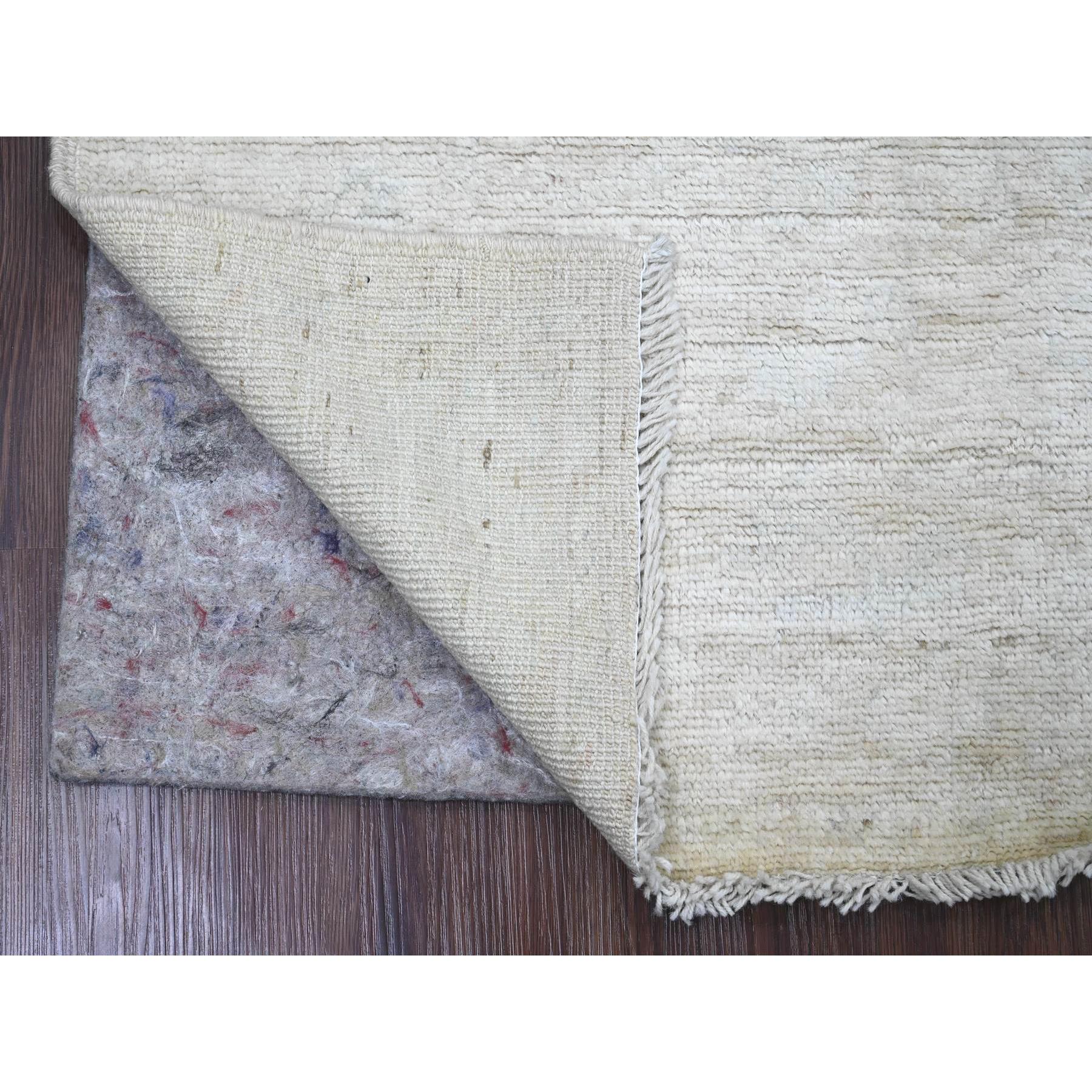 3'3"x5' Lace White, Pure Wool, Afghan Angora Oushak with All Over Pattern, Hand Knotted, Vegetable Dyes, Oriental Rug Sh20801