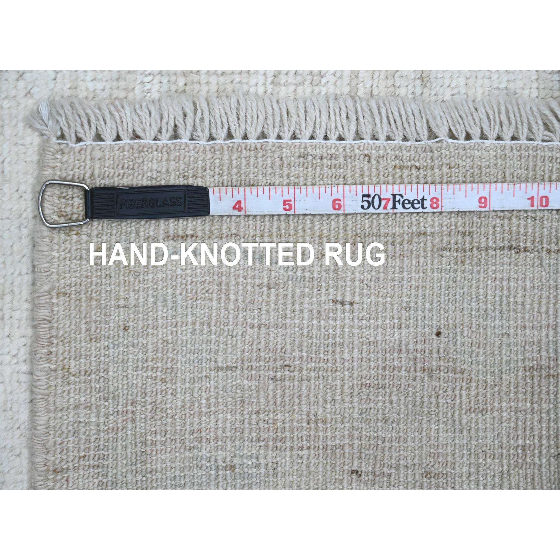 3'3"x5' Lace White, Pure Wool, Afghan Angora Oushak with All Over Pattern, Hand Knotted, Vegetable Dyes, Oriental Rug Sh20801