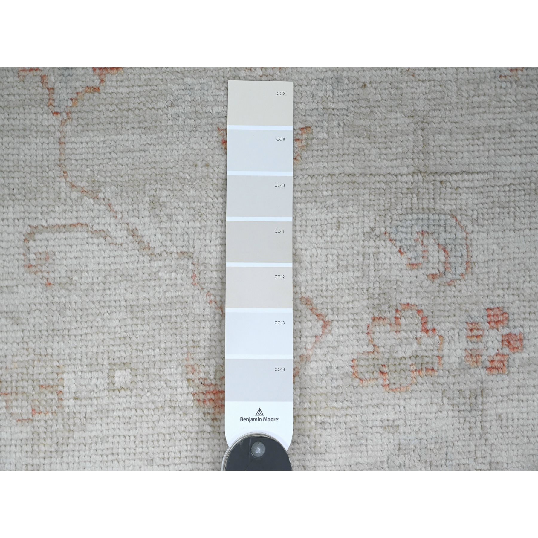 3'x4'9" Bone White with Touches of Red, Leaf Design, Afghan Angora Oushak, Hand Knotted, Veggie Dyes, 100% Wool, Oriental Rug Sh20802