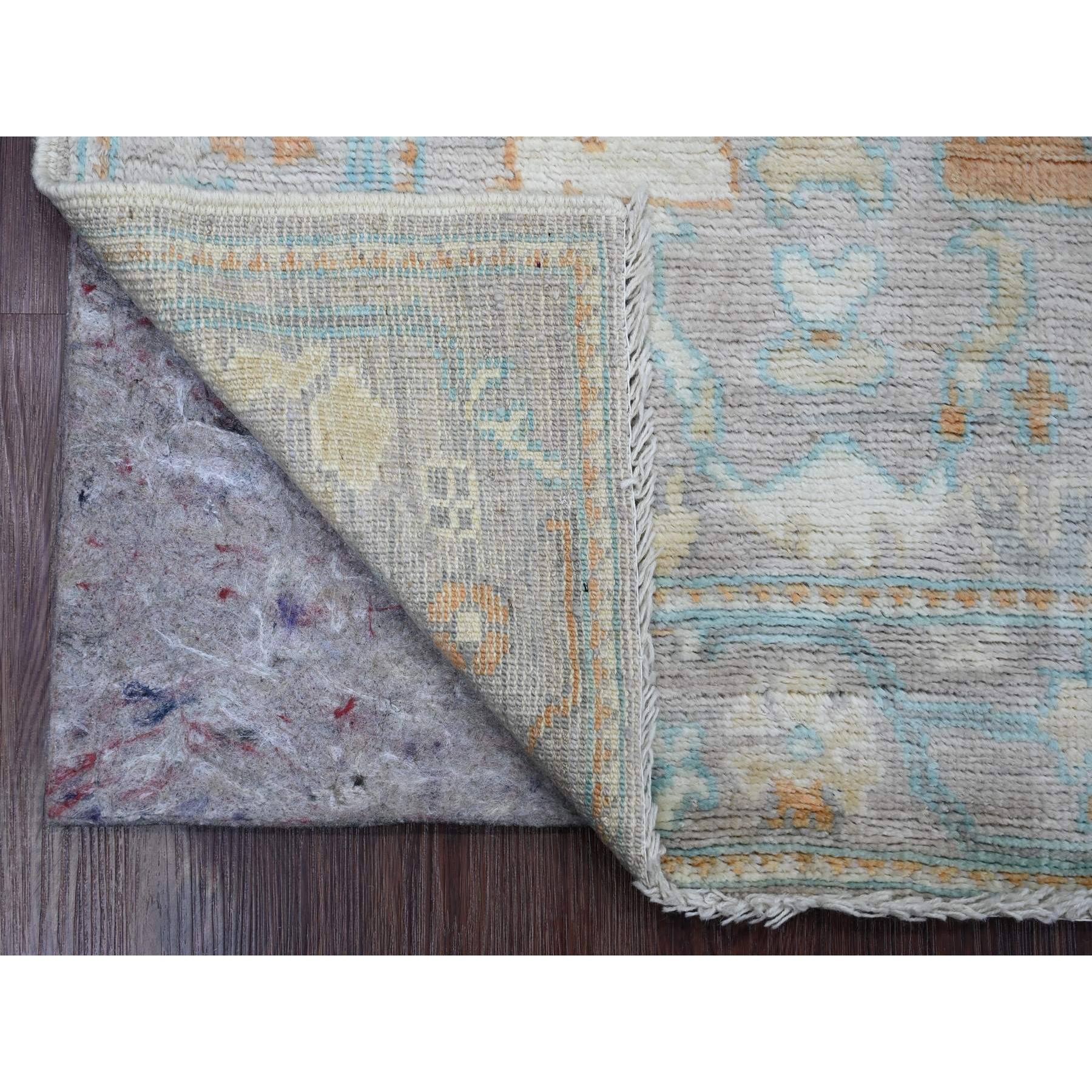 2'10"x4'9" Oyster Gray, Afghan Angora Oushak with All Over Pattern, Hand Knotted, Natural Dyes, 100% Wool, Oriental Rug Sh20805