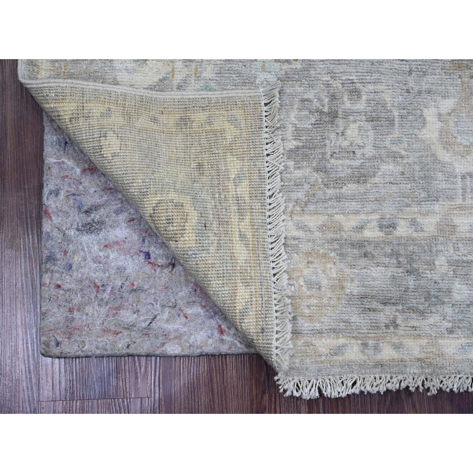4'x5'10" Spanish Gray, Afghan Angora Oushak with All Over Leaf Design, Hand Knotted, Natural Dyes, Pure Wool, Oriental Rug Sh20807