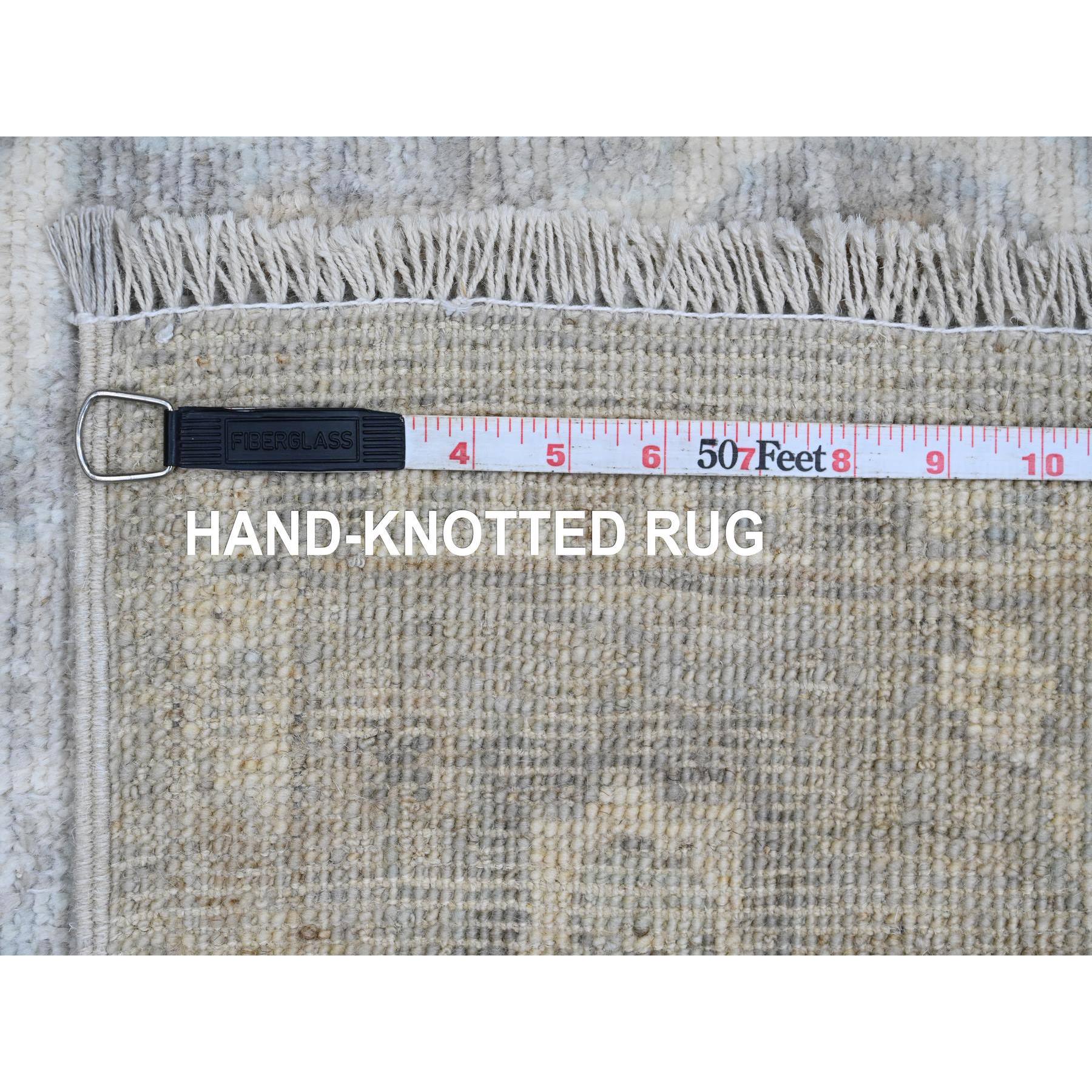 4'x5'10" Spanish Gray, Afghan Angora Oushak with All Over Leaf Design, Hand Knotted, Natural Dyes, Pure Wool, Oriental Rug Sh20807