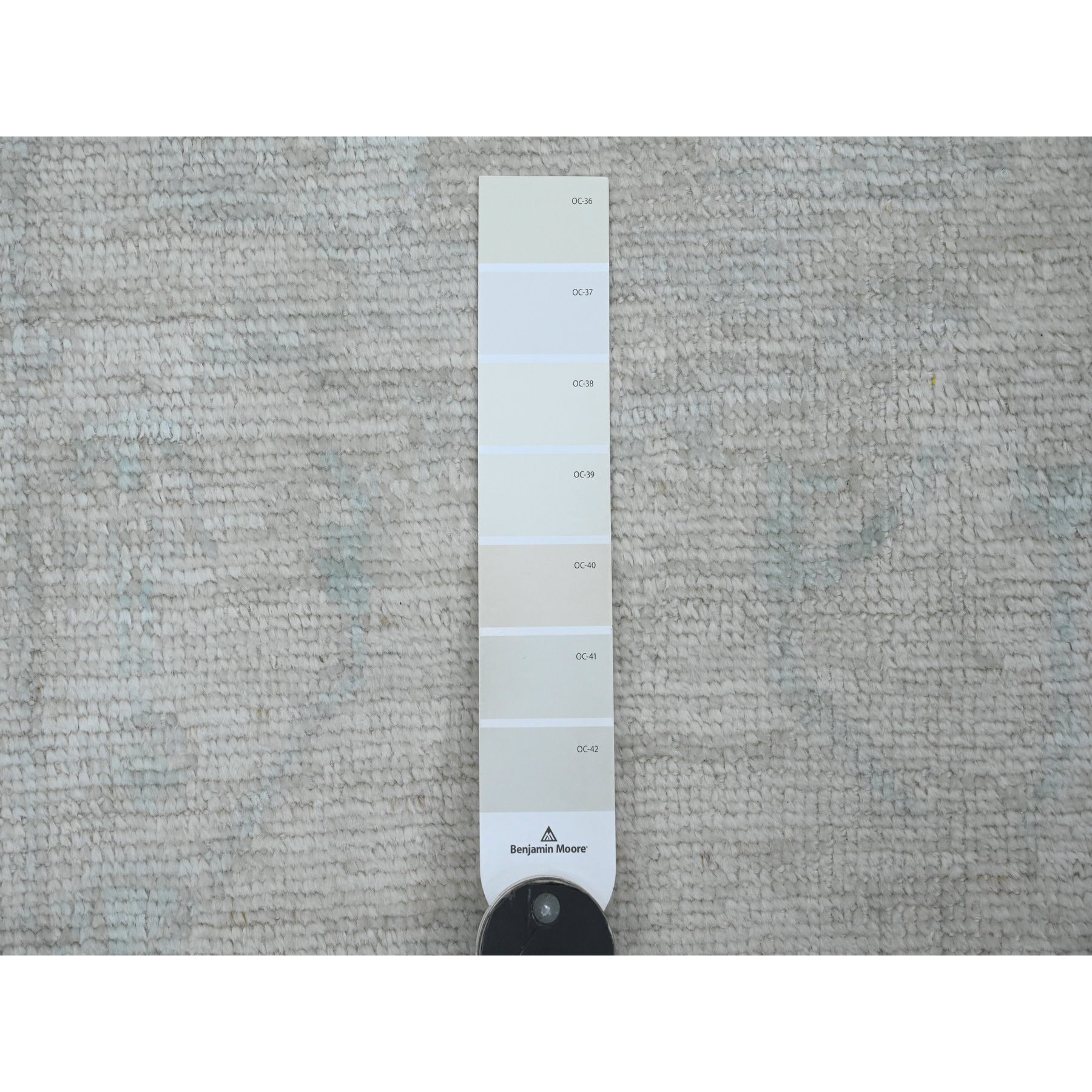 2'7"x7'9" Chiffon White, Afghan Angora Oushak with Muted Colors Floral Pattern, Hand Knotted, Vegetable Dyes, 100% Wool, Runner, Oriental Rug Sh20811