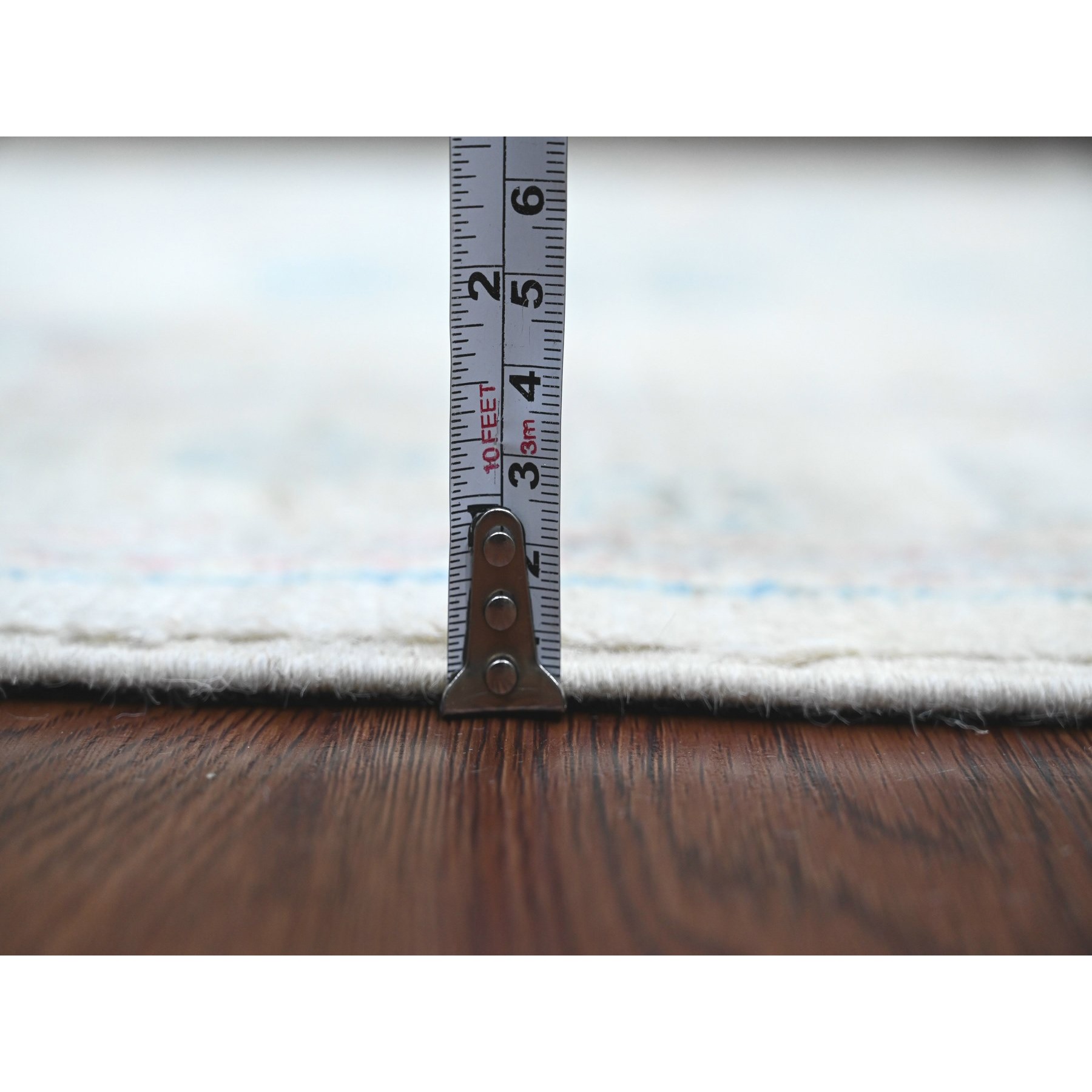 2'9"x11'7" Chiffon White, Hand Knotted, Afghan Angora Oushak with All Over Pattern, Vegetable Dyes, Pure Wool, Runner, Oriental Rug Sh20814