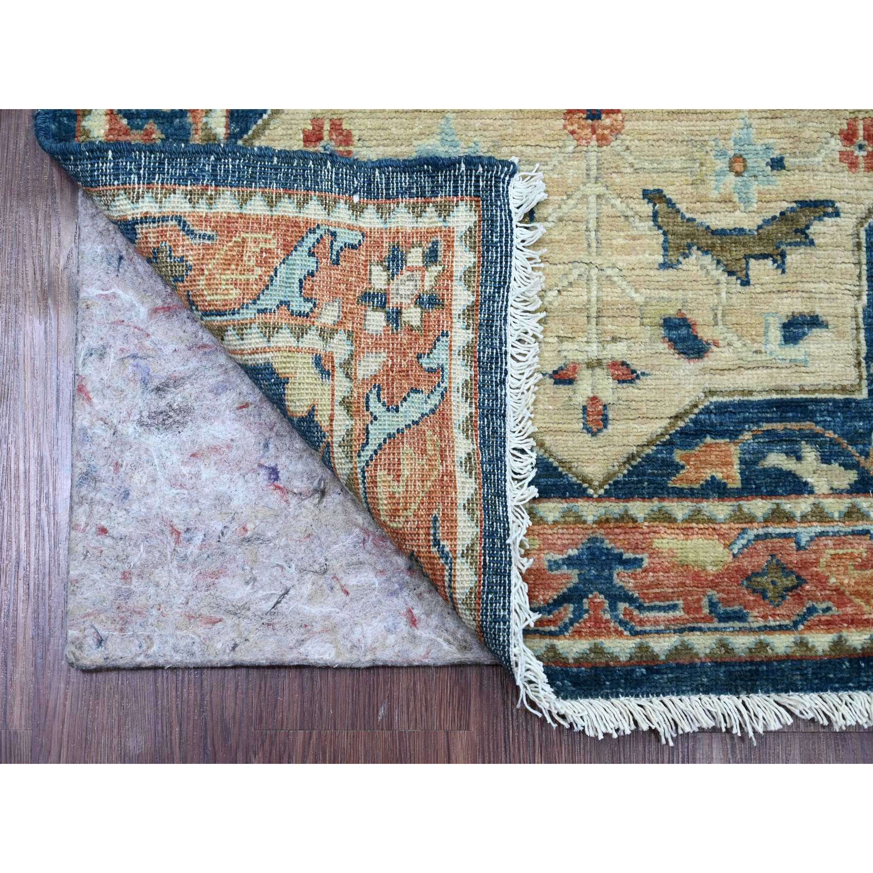 2'7"x11'9" Imperial Blue, Aryana Grade, Afghan Peshawar with Caucasian Akstafa Design, Hand Knotted, High Mountain Wool, Runner, Oriental Rug Sh20815
