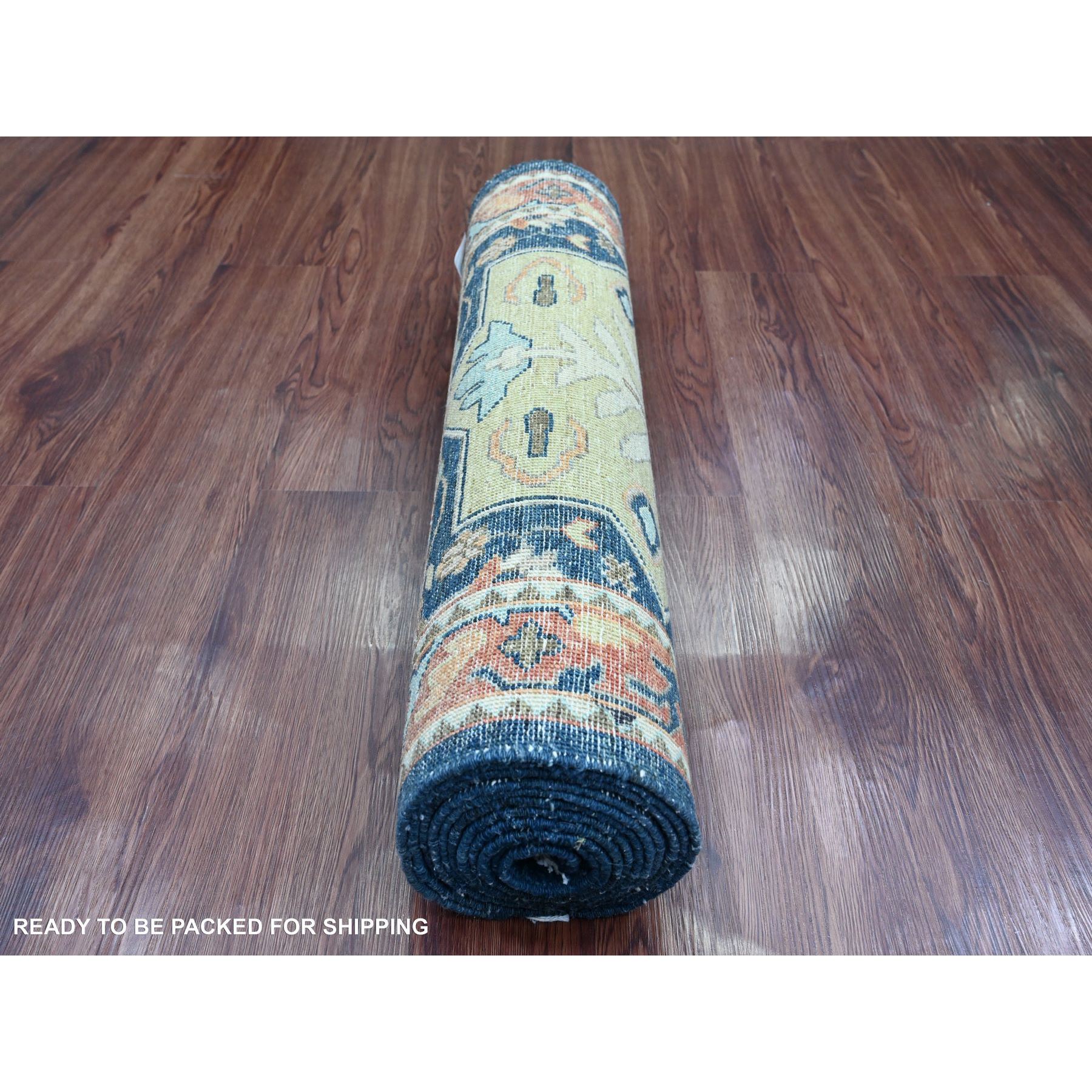 2'7"x11'9" Imperial Blue, Aryana Grade, Afghan Peshawar with Caucasian Akstafa Design, Hand Knotted, High Mountain Wool, Runner, Oriental Rug Sh20815
