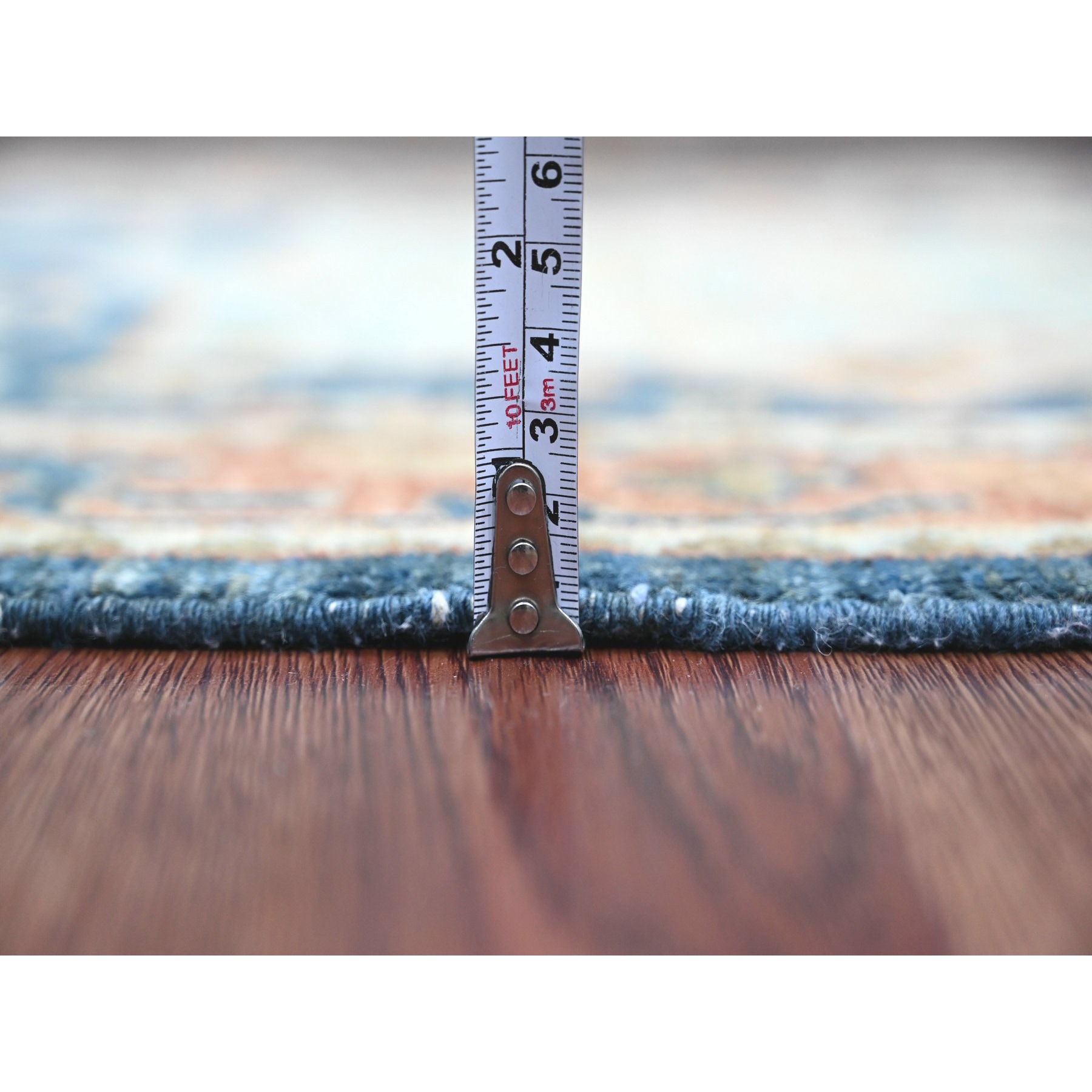 2'7"x11'9" Imperial Blue, Aryana Grade, Afghan Peshawar with Caucasian Akstafa Design, Hand Knotted, High Mountain Wool, Runner, Oriental Rug Sh20815