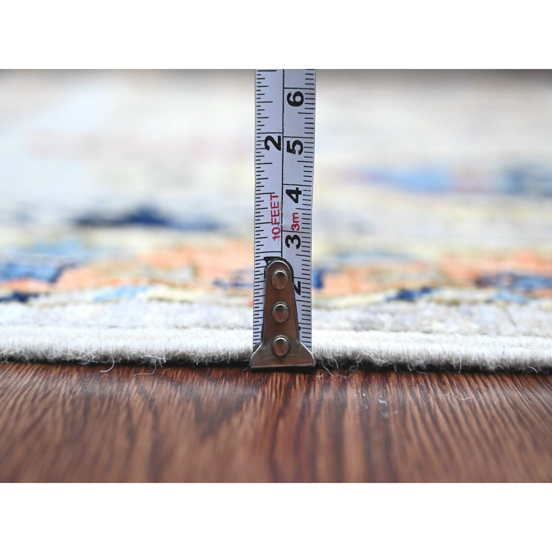 2'5"x12' Cloud Gray, Aryana Collection, All Over Caucasian Gul Motifs, Vegetable Dyes, High Mountain Wool, Hand Knotted, Runner, Oriental Rug Sh20816
