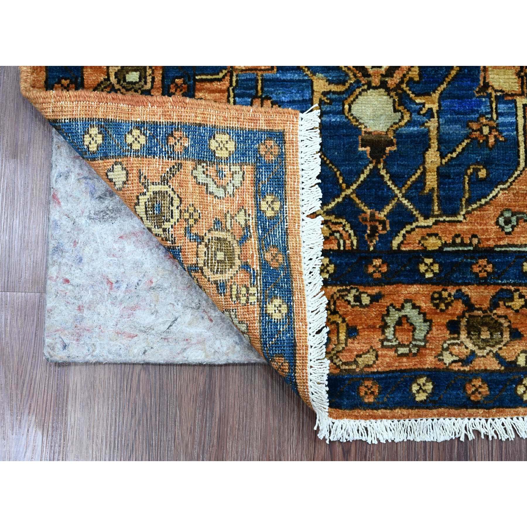 2'10"x3'4" Ochre Brown, Peshawar with Fereghan Sarouk Design, Aryana Grade, Vegetable Dyes, High Mountain Wool, Hand Knotted, Mat, Sample, Oriental Rug Sh20817