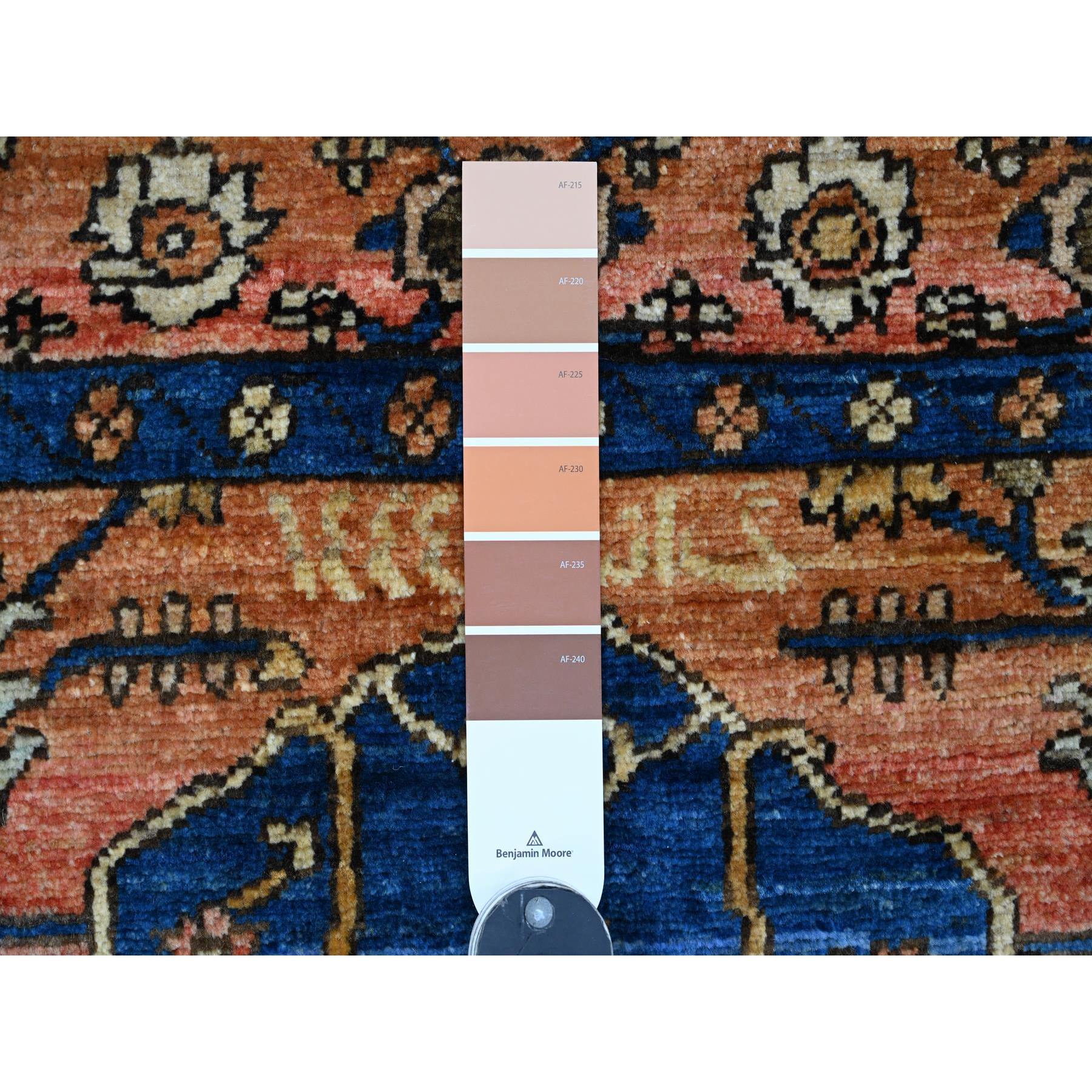 2'10"x3'4" Ochre Brown, Peshawar with Fereghan Sarouk Design, Aryana Grade, Vegetable Dyes, High Mountain Wool, Hand Knotted, Mat, Sample, Oriental Rug Sh20817