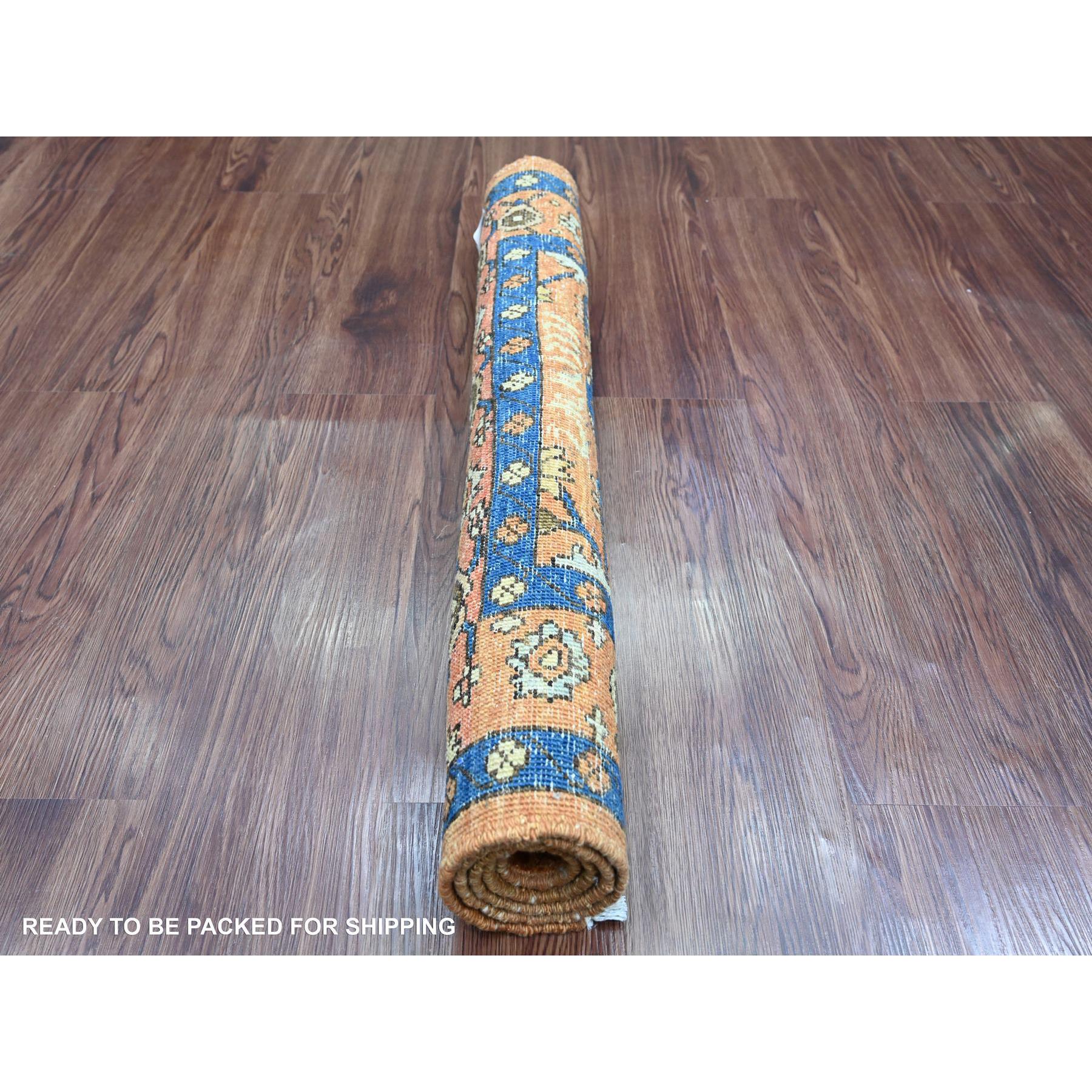 2'10"x3'4" Ochre Brown, Peshawar with Fereghan Sarouk Design, Aryana Grade, Vegetable Dyes, High Mountain Wool, Hand Knotted, Mat, Sample, Oriental Rug Sh20817