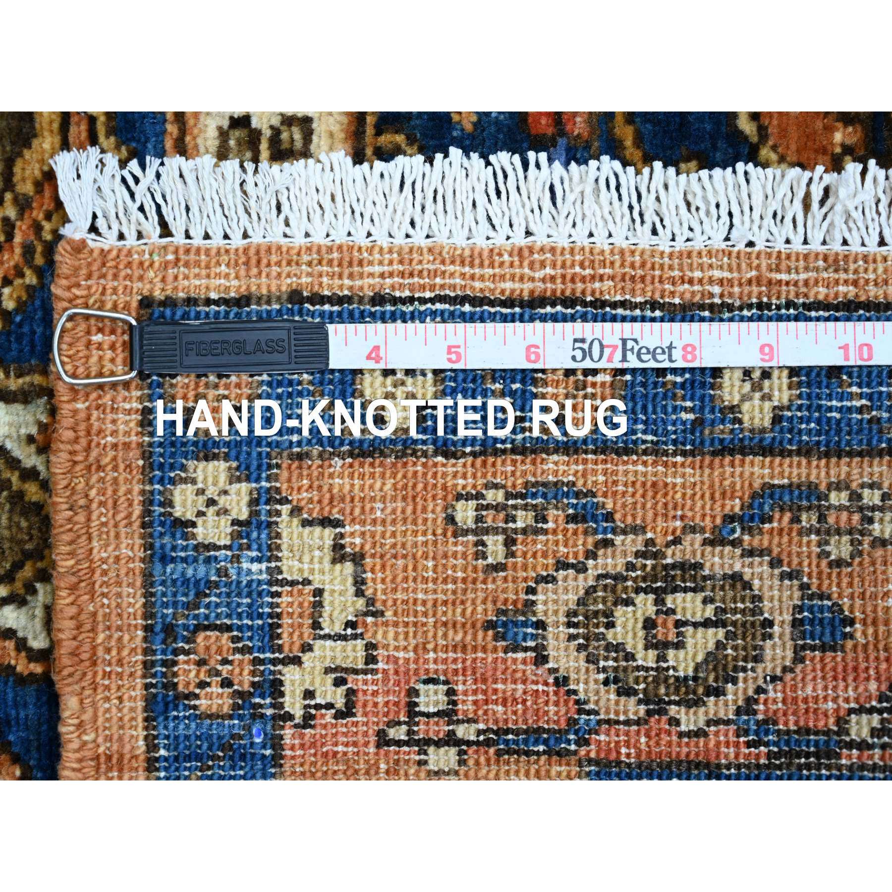 2'10"x3'4" Ochre Brown, Peshawar with Fereghan Sarouk Design, Aryana Grade, Vegetable Dyes, High Mountain Wool, Hand Knotted, Mat, Sample, Oriental Rug Sh20817
