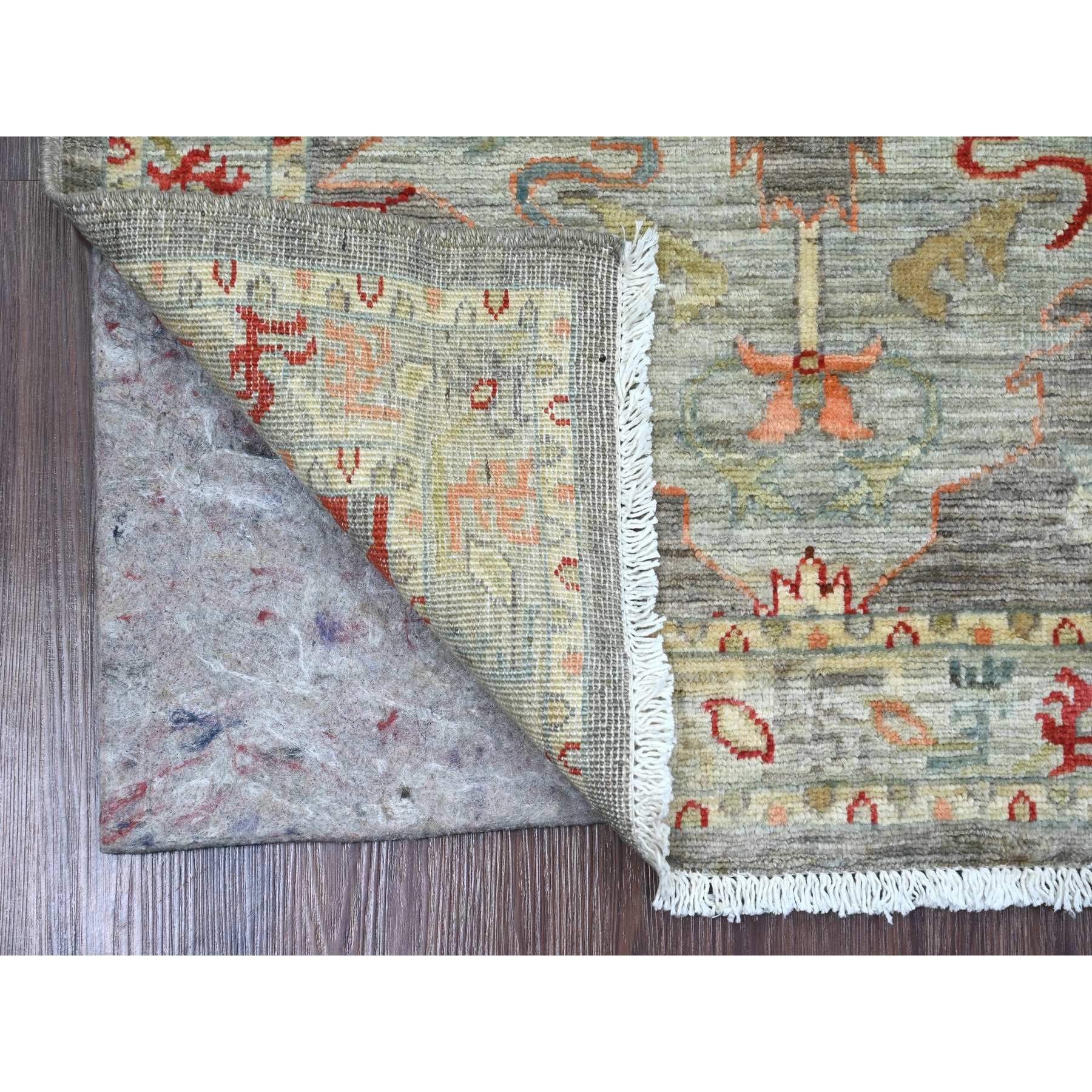 2'8"x7'8" Fossil Gray, Aryana Collection, Heriz with Dragon Design, Vegetable Dyes, High Mountain Wool, Hand Knotted, Runner, Oriental Rug Sh20818