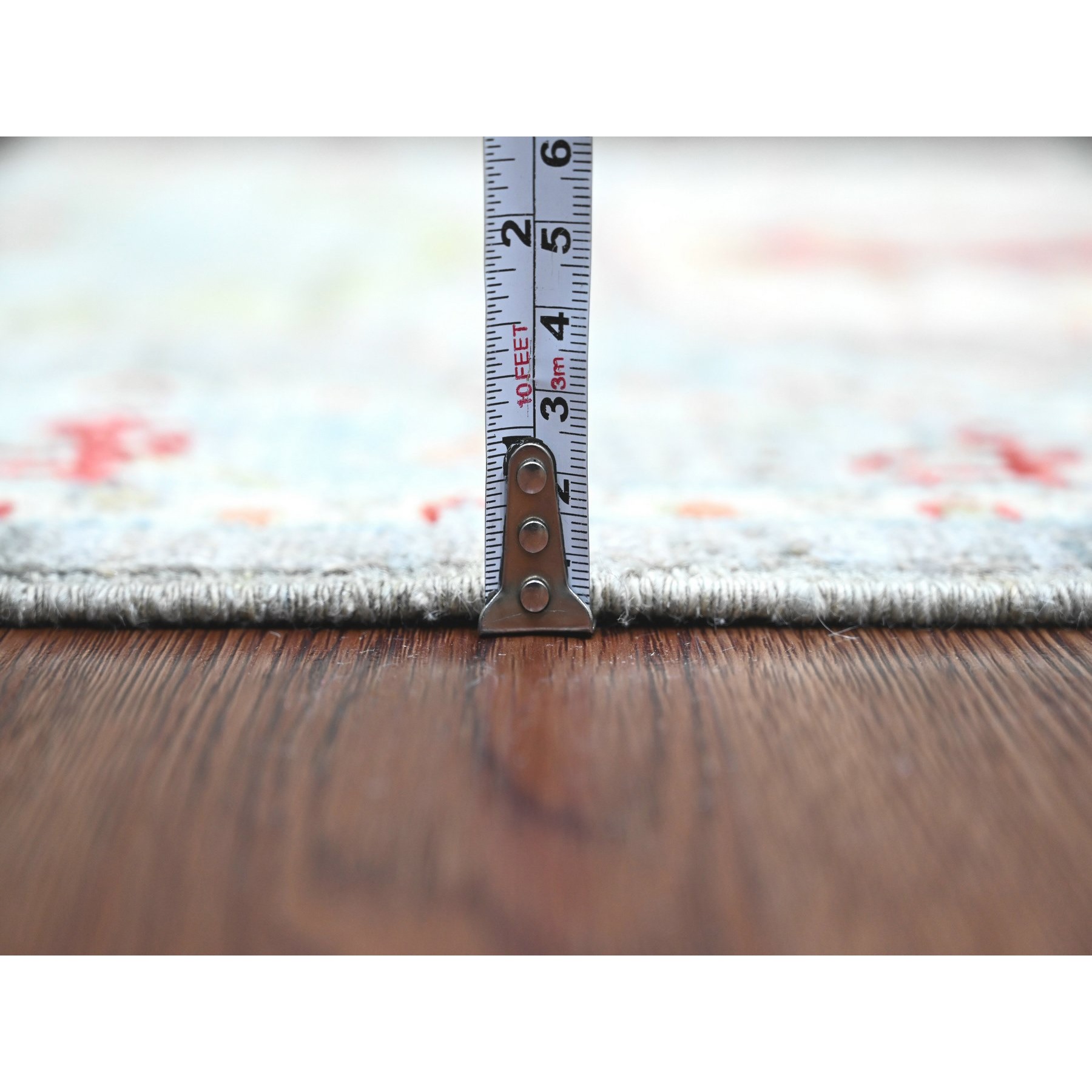 2'8"x7'8" Fossil Gray, Aryana Collection, Heriz with Dragon Design, Vegetable Dyes, High Mountain Wool, Hand Knotted, Runner, Oriental Rug Sh20818