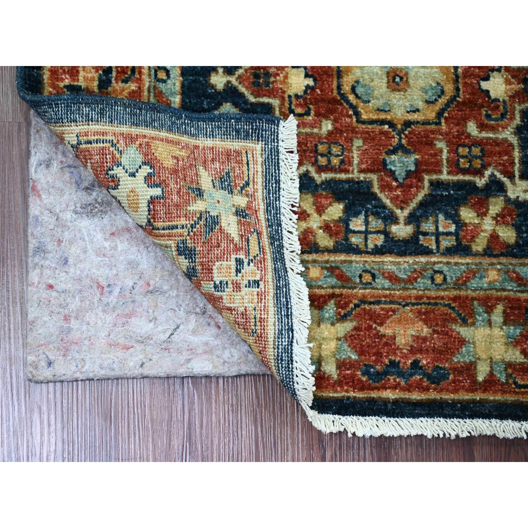 2'7"x8' Yale Blue, Aryana Grade, Peshawar with Karajeh Design, Vegetable Dyes, High Mountain Wool, Hand Knotted, Runner, Oriental Rug Sh20819