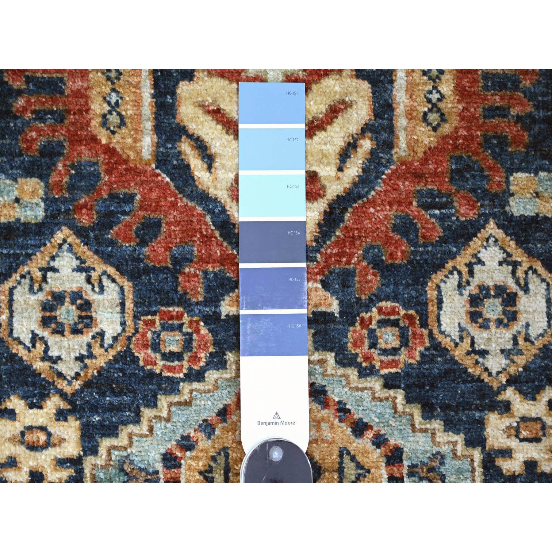2'7"x8' Yale Blue, Aryana Grade, Peshawar with Karajeh Design, Vegetable Dyes, High Mountain Wool, Hand Knotted, Runner, Oriental Rug Sh20819