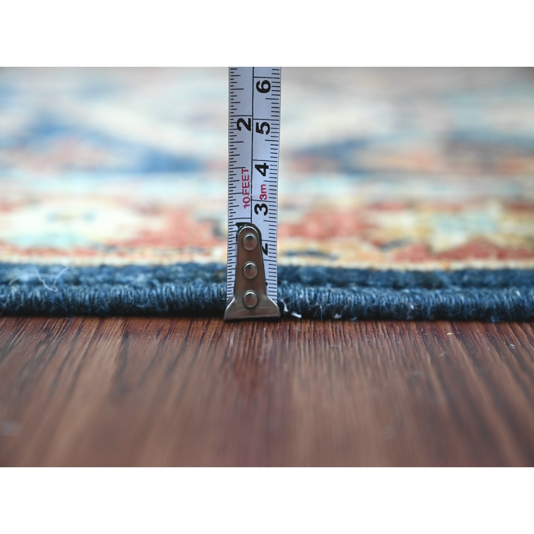 2'7"x8' Yale Blue, Aryana Grade, Peshawar with Karajeh Design, Vegetable Dyes, High Mountain Wool, Hand Knotted, Runner, Oriental Rug Sh20819