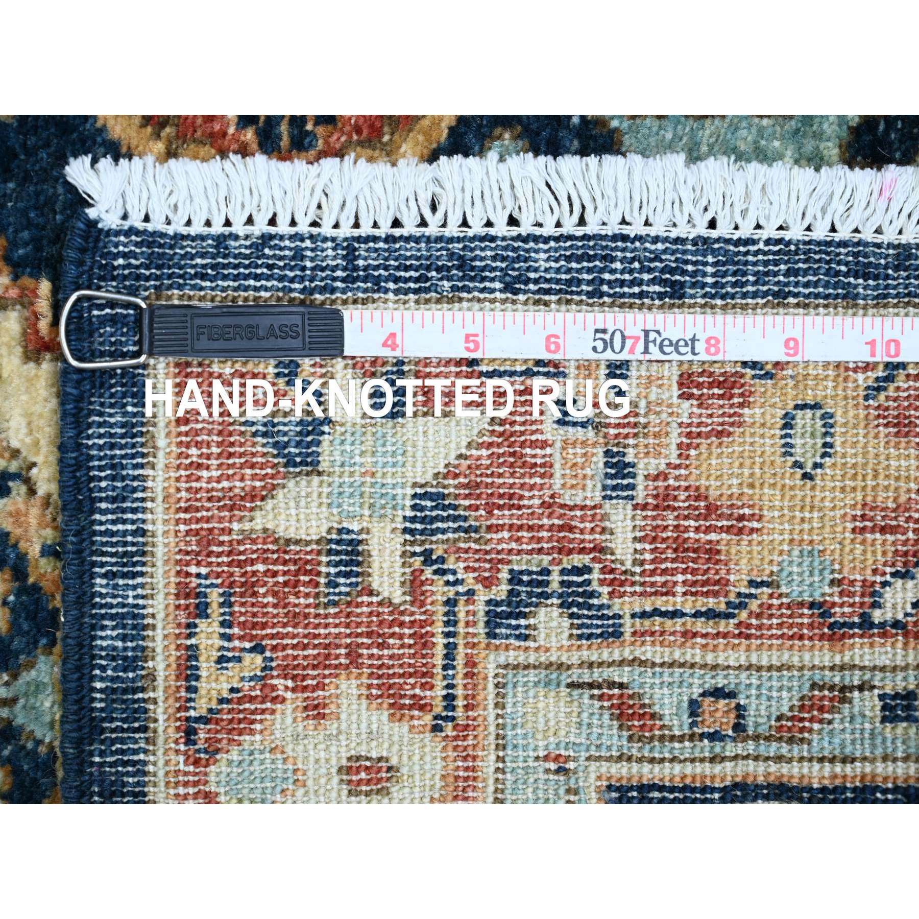 2'7"x8' Yale Blue, Aryana Grade, Peshawar with Karajeh Design, Vegetable Dyes, High Mountain Wool, Hand Knotted, Runner, Oriental Rug Sh20819