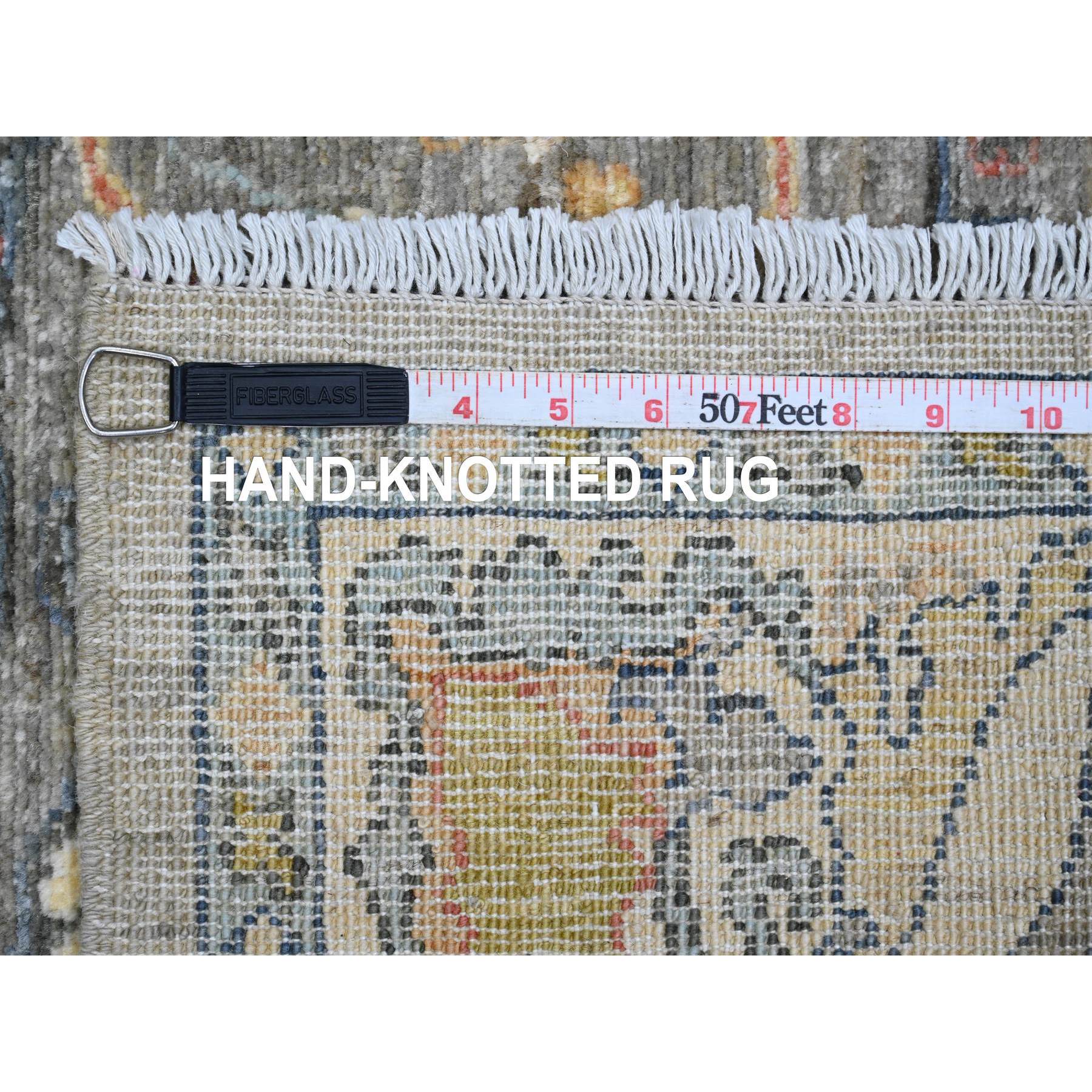 4'x6'1" Fossil Gray, Aryana Collection, Bijar Garus Design, Peshawar, Hand Knotted, High Mountain Wool, Vegetable Dyes, Oriental Rug Sh20820g