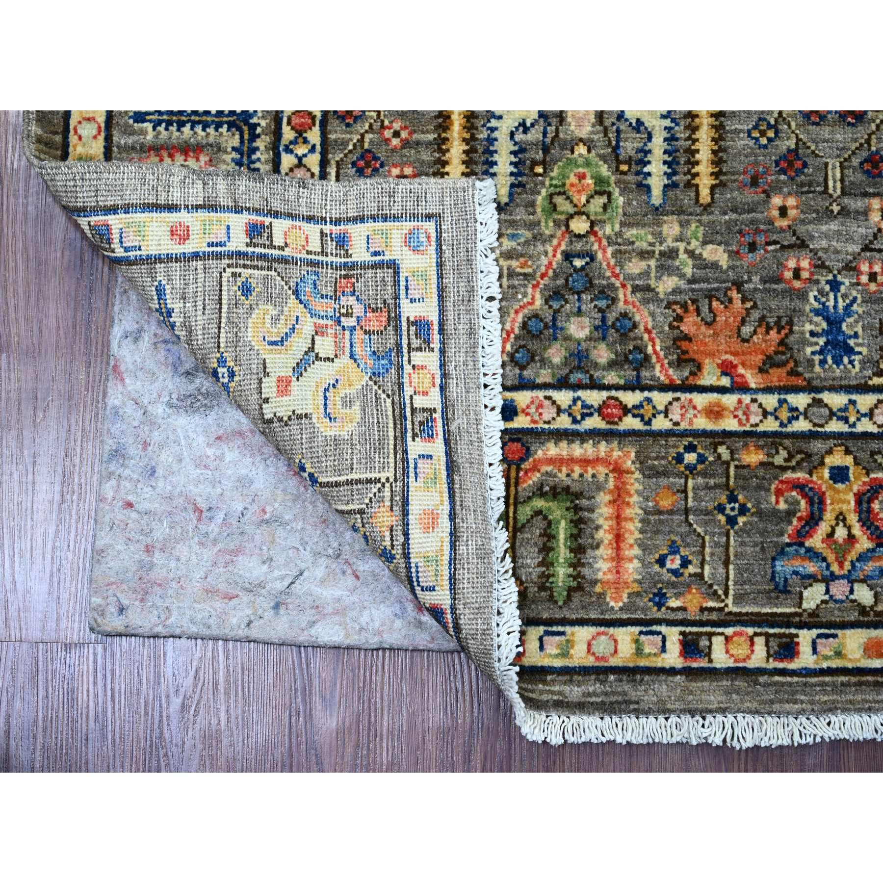 4'1"x9'8" Beaver Brown, Aryana Collection, Willow and Cypress Tree Design, Vegetable Dyes, Wide Runner, Oriental Rug Sh20821