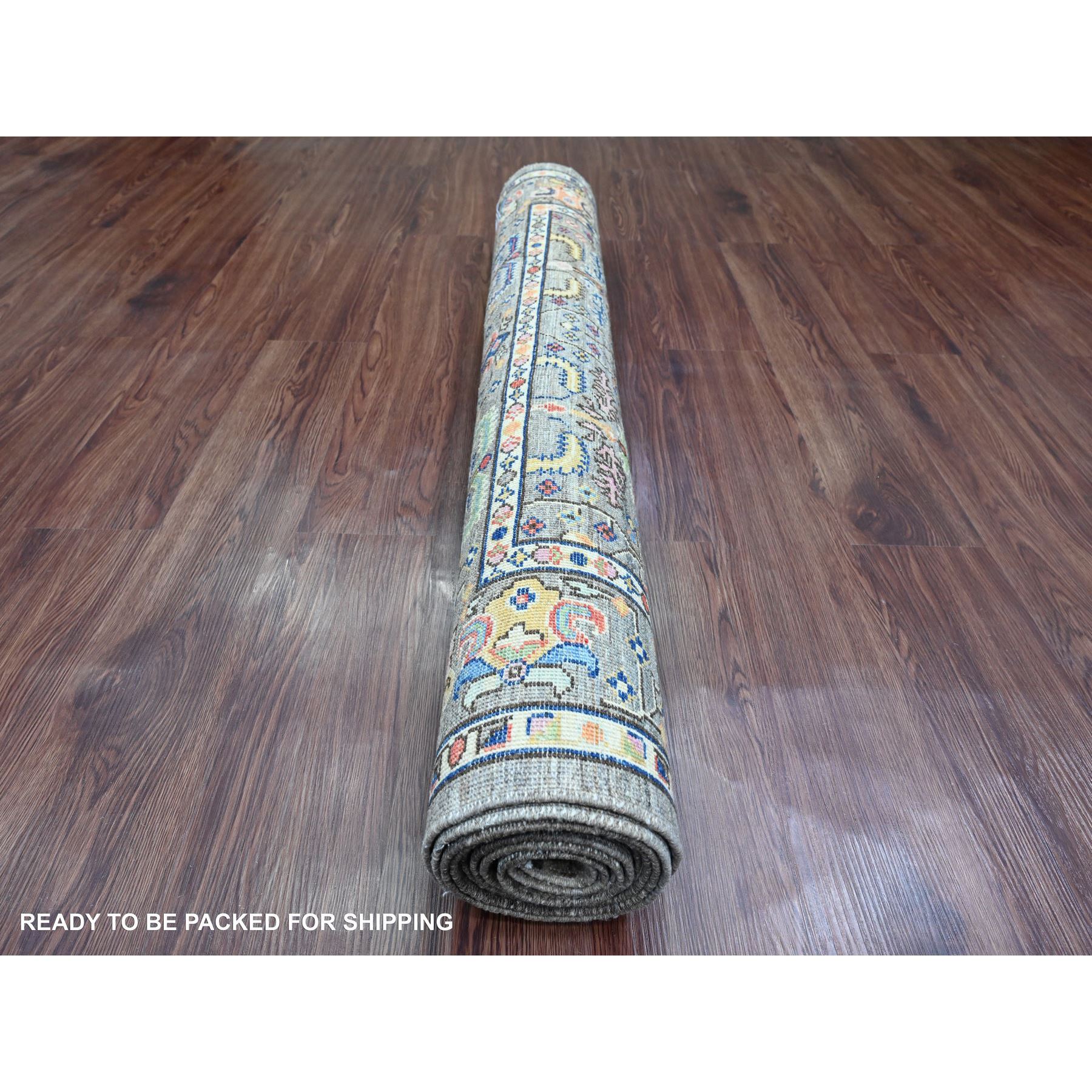 4'1"x9'8" Beaver Brown, Aryana Collection, Willow and Cypress Tree Design, Vegetable Dyes, Wide Runner, Oriental Rug Sh20821