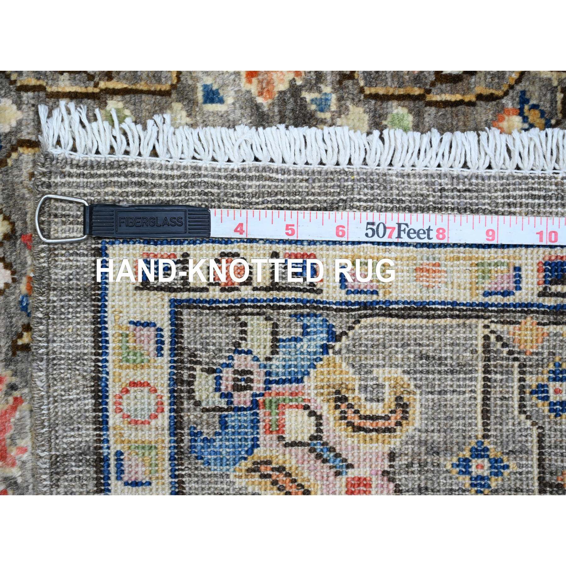 4'1"x9'8" Beaver Brown, Aryana Collection, Willow and Cypress Tree Design, Vegetable Dyes, Wide Runner, Oriental Rug Sh20821