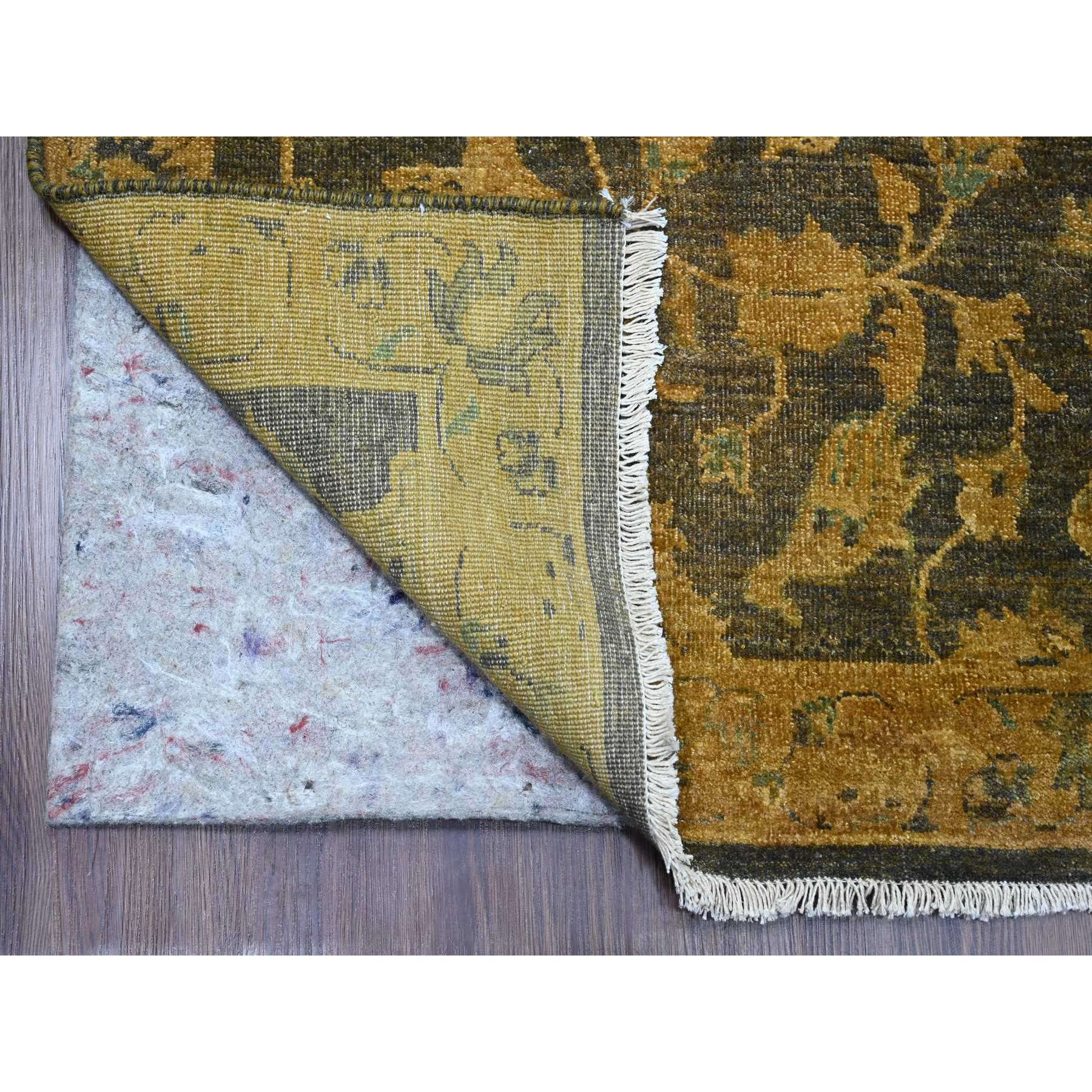 8'6"x11'10" Chocolate Brown, Peshawar with Ziegler Mahal, All Over Design, Distressed, Zero Pile, Hand Knotted, Pure Wool, Oriental Rug Sh20837