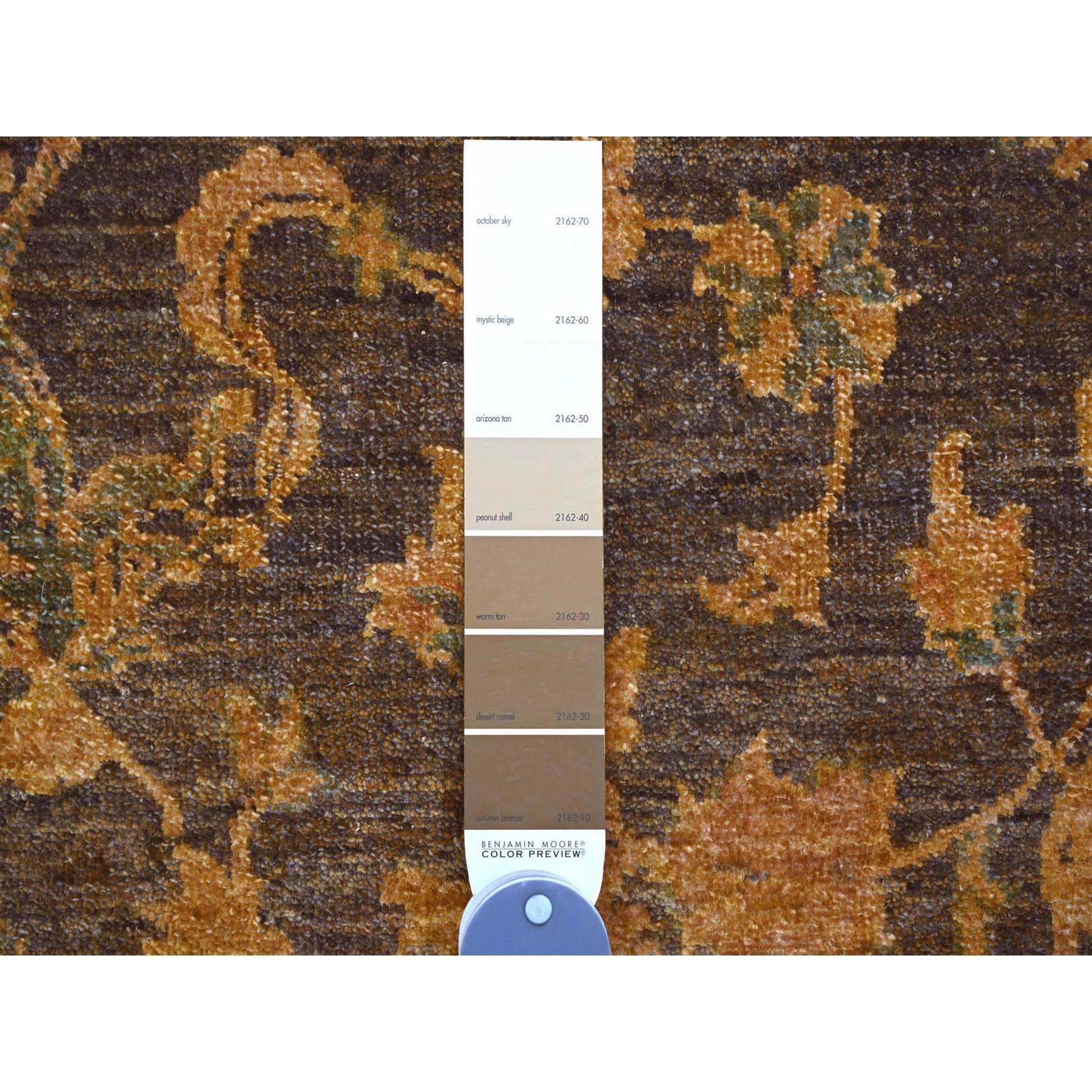 8'6"x11'10" Chocolate Brown, Peshawar with Ziegler Mahal, All Over Design, Distressed, Zero Pile, Hand Knotted, Pure Wool, Oriental Rug Sh20837