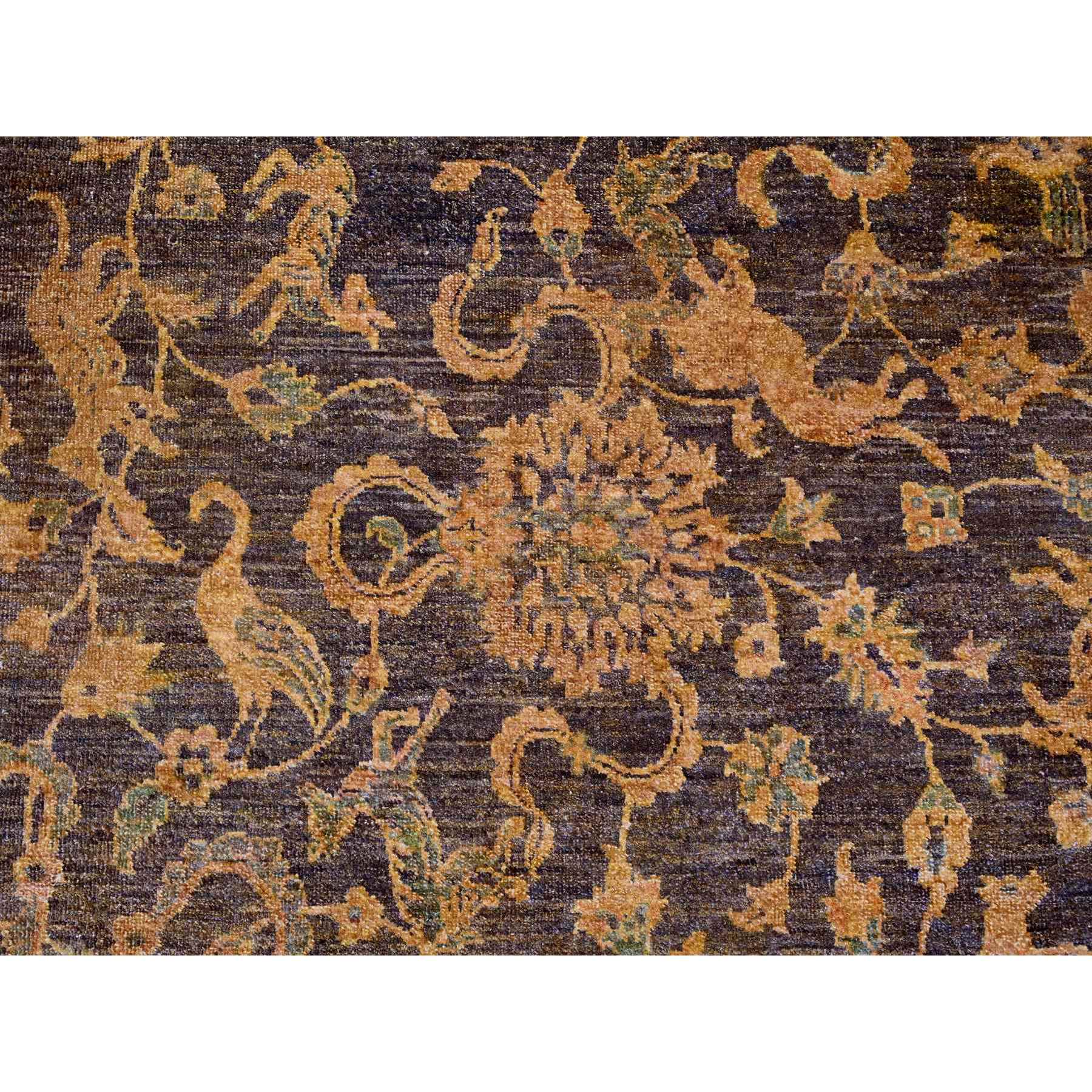 8'6"x11'10" Chocolate Brown, Peshawar with Ziegler Mahal, All Over Design, Distressed, Zero Pile, Hand Knotted, Pure Wool, Oriental Rug Sh20837