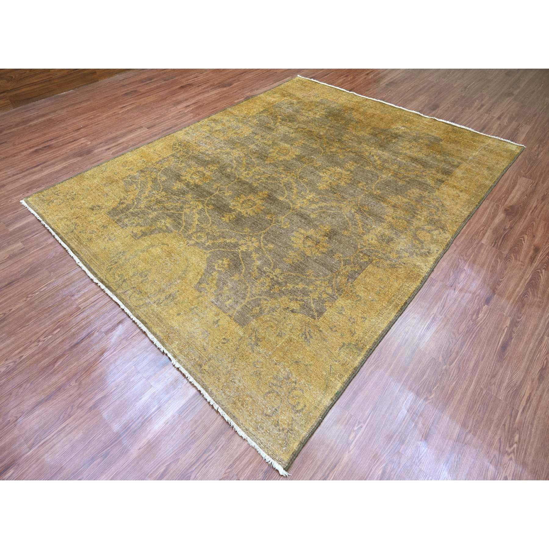 7'10"x10'1" Walnut Brown, Peshawar with Ziegler Mahal, All Over Design, Distressed, Zero Pile, Hand Knotted, Pure Wool, Oriental Rug Sh20838