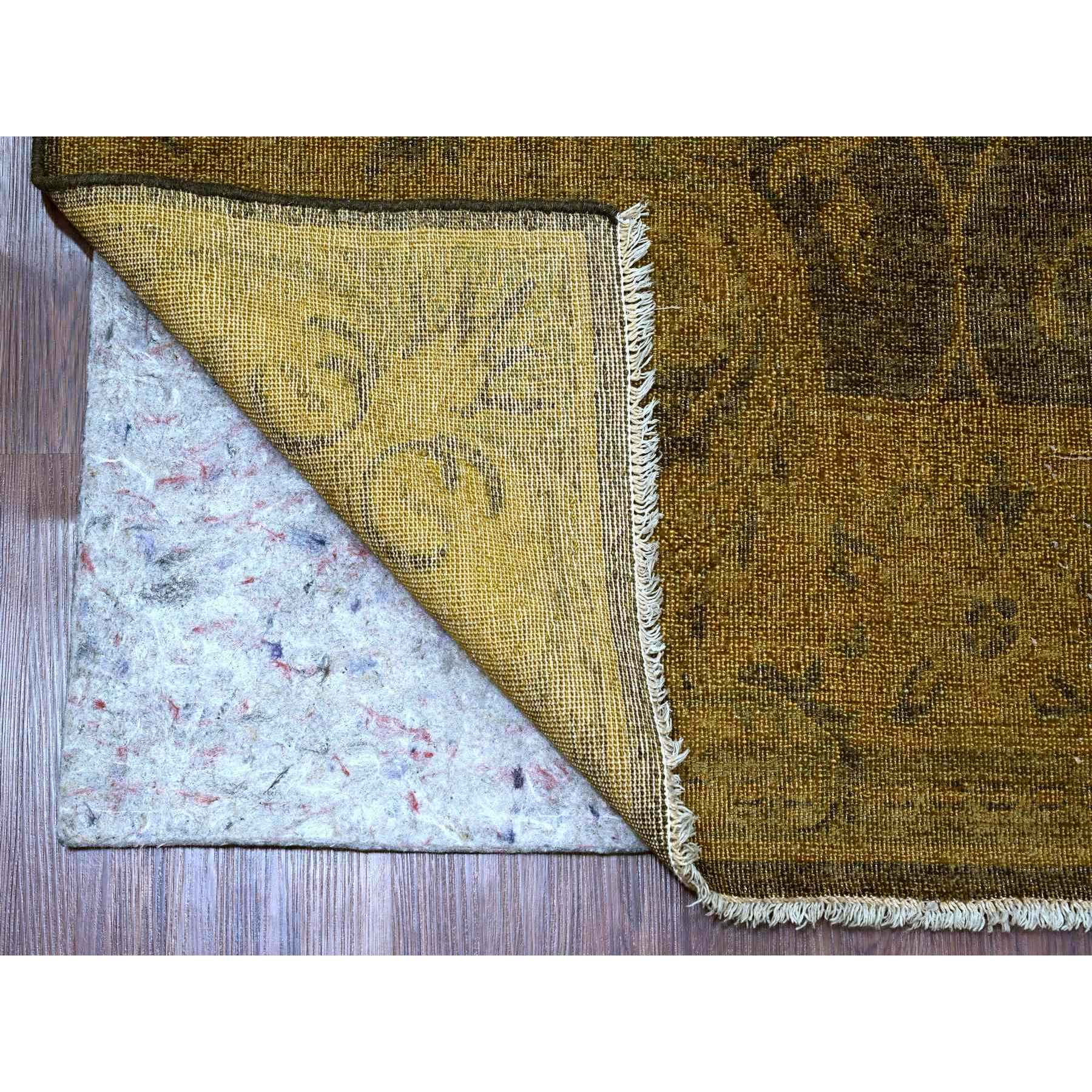 7'10"x10'1" Walnut Brown, Peshawar with Ziegler Mahal, All Over Design, Distressed, Zero Pile, Hand Knotted, Pure Wool, Oriental Rug Sh20838