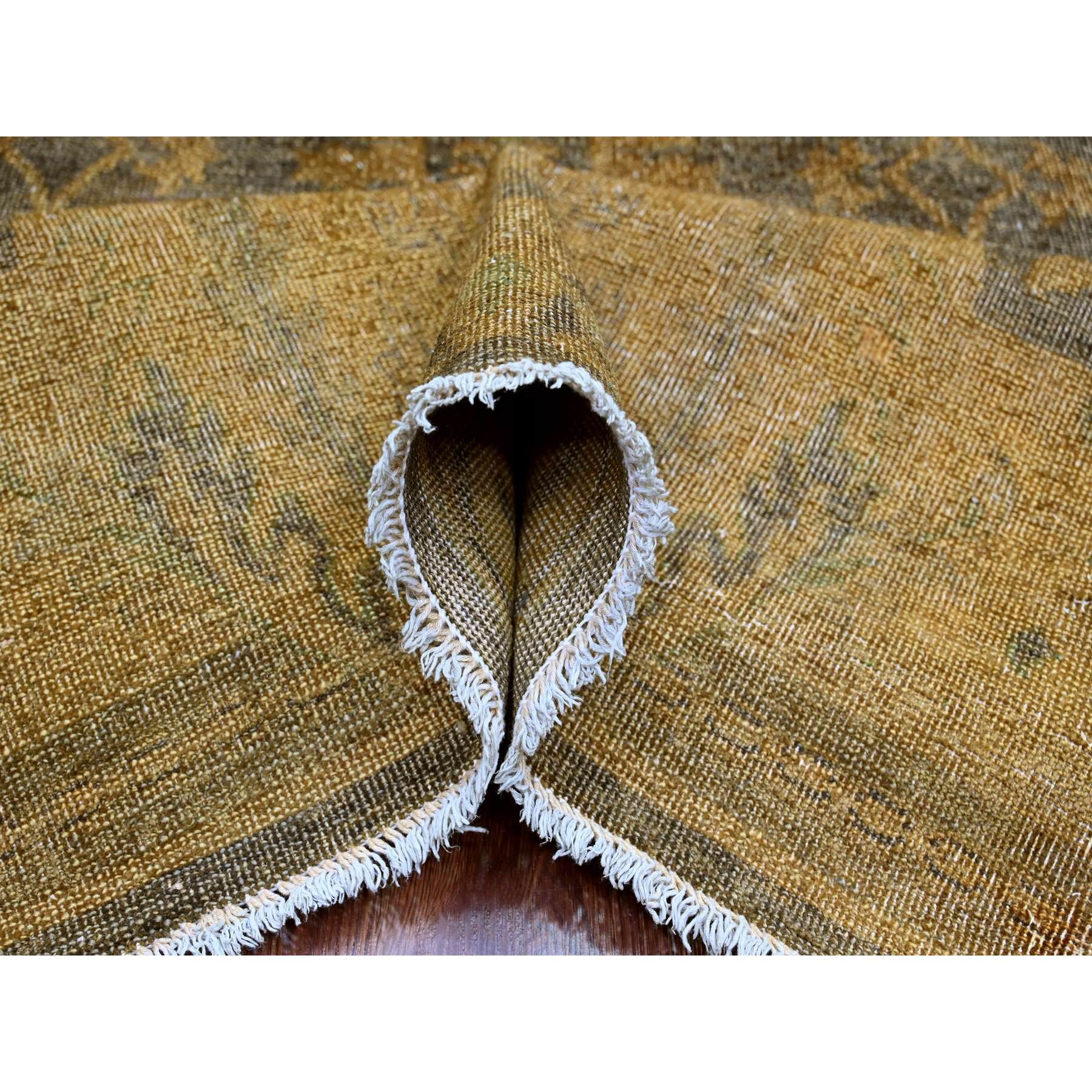 7'10"x10'1" Walnut Brown, Peshawar with Ziegler Mahal, All Over Design, Distressed, Zero Pile, Hand Knotted, Pure Wool, Oriental Rug Sh20838