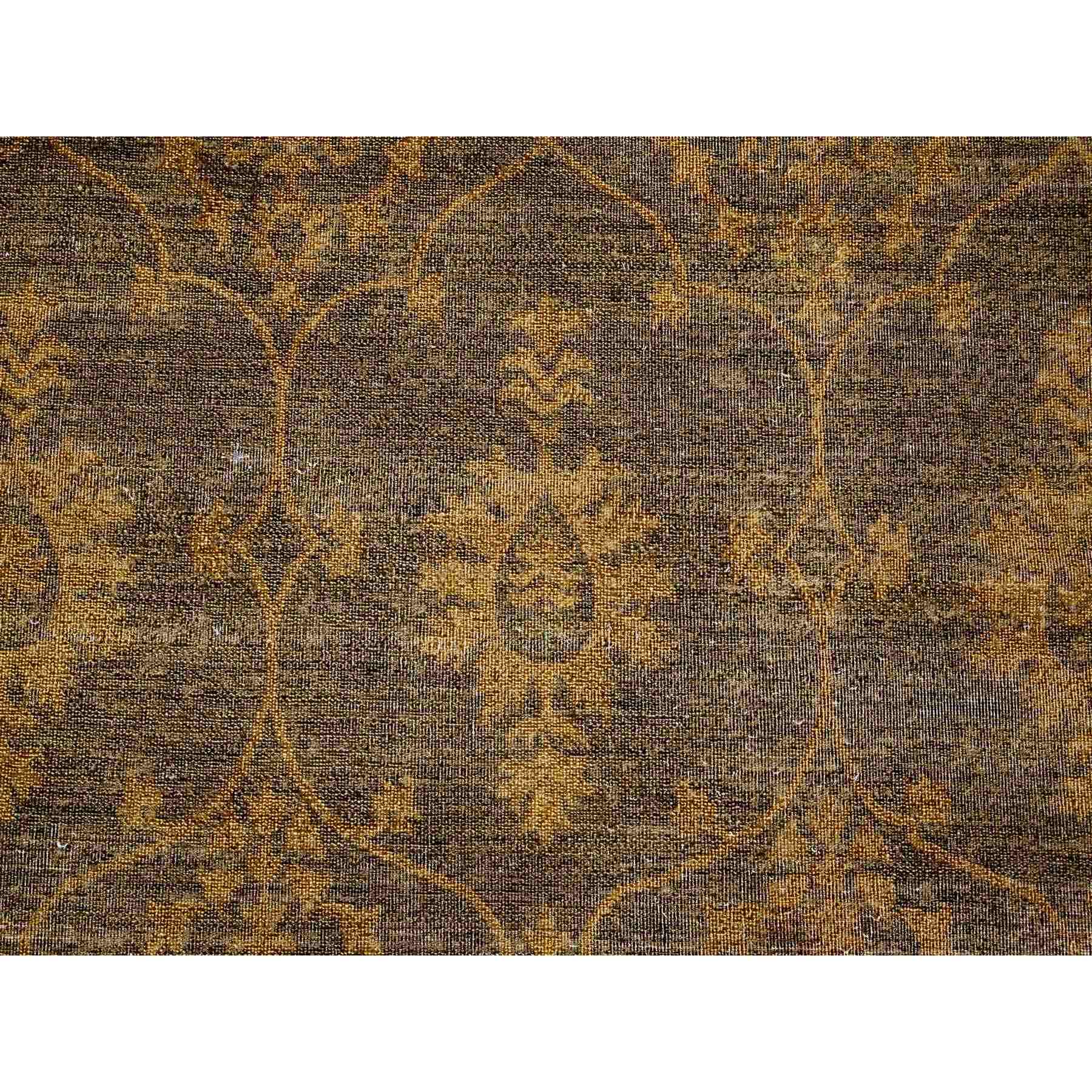 7'10"x10'1" Walnut Brown, Peshawar with Ziegler Mahal, All Over Design, Distressed, Zero Pile, Hand Knotted, Pure Wool, Oriental Rug Sh20838