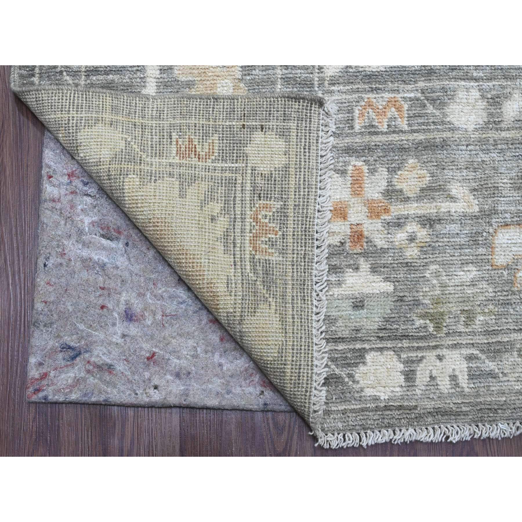 8'x9'8" Nickel Gray, Afghan Angora Oushak with Muted Colors Leaf Design, Hand Knotted, Vegetable Dyes, 100% Wool, Oriental Rug Sh20839